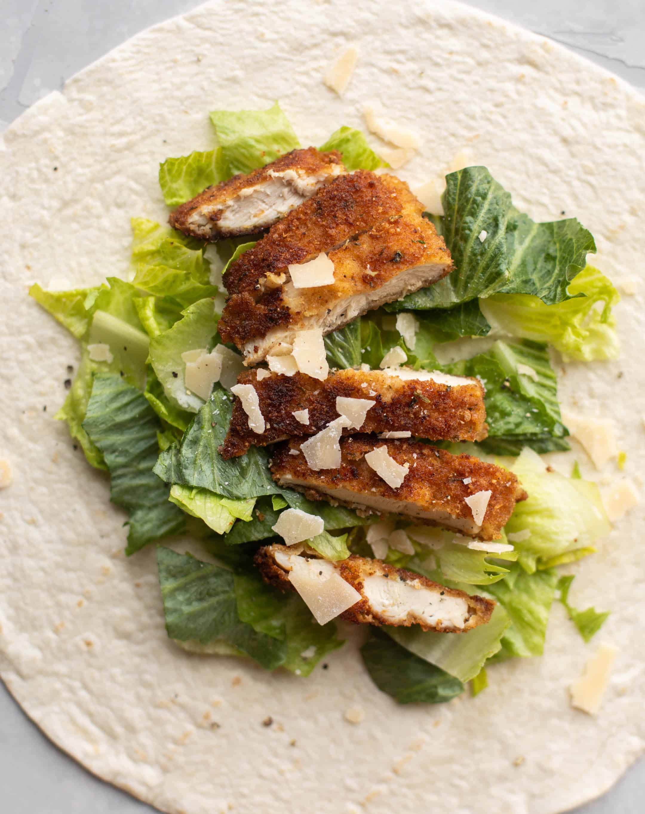 lemon chicken caesar wraps