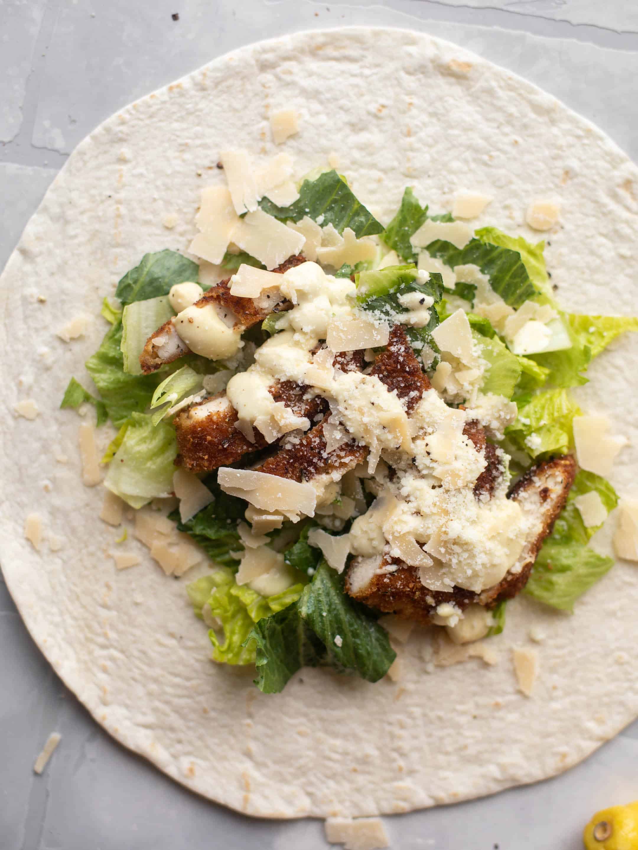 lemon chicken caesar wraps