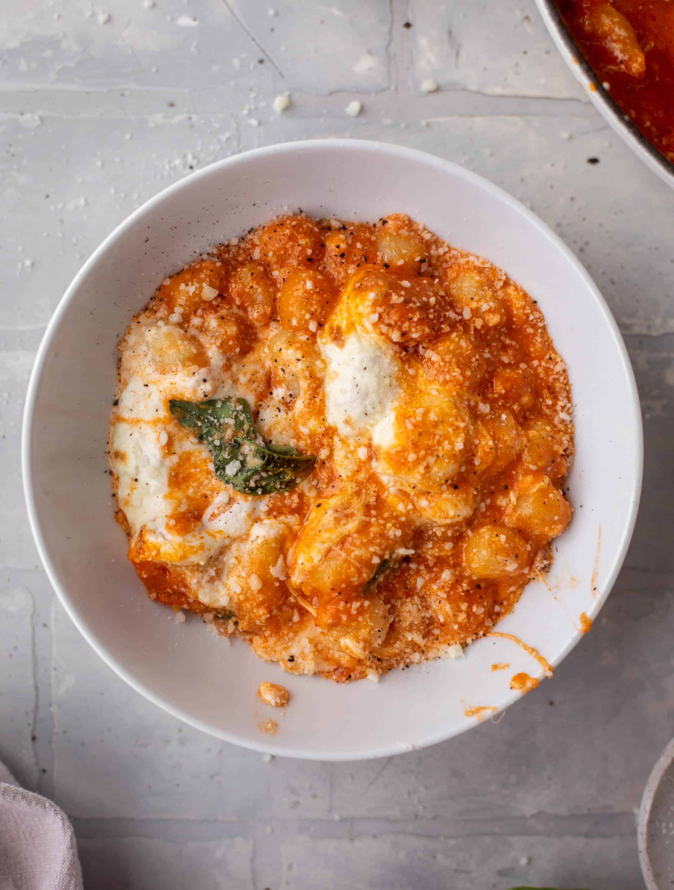 baked vodka sauce gnocchi with burrata