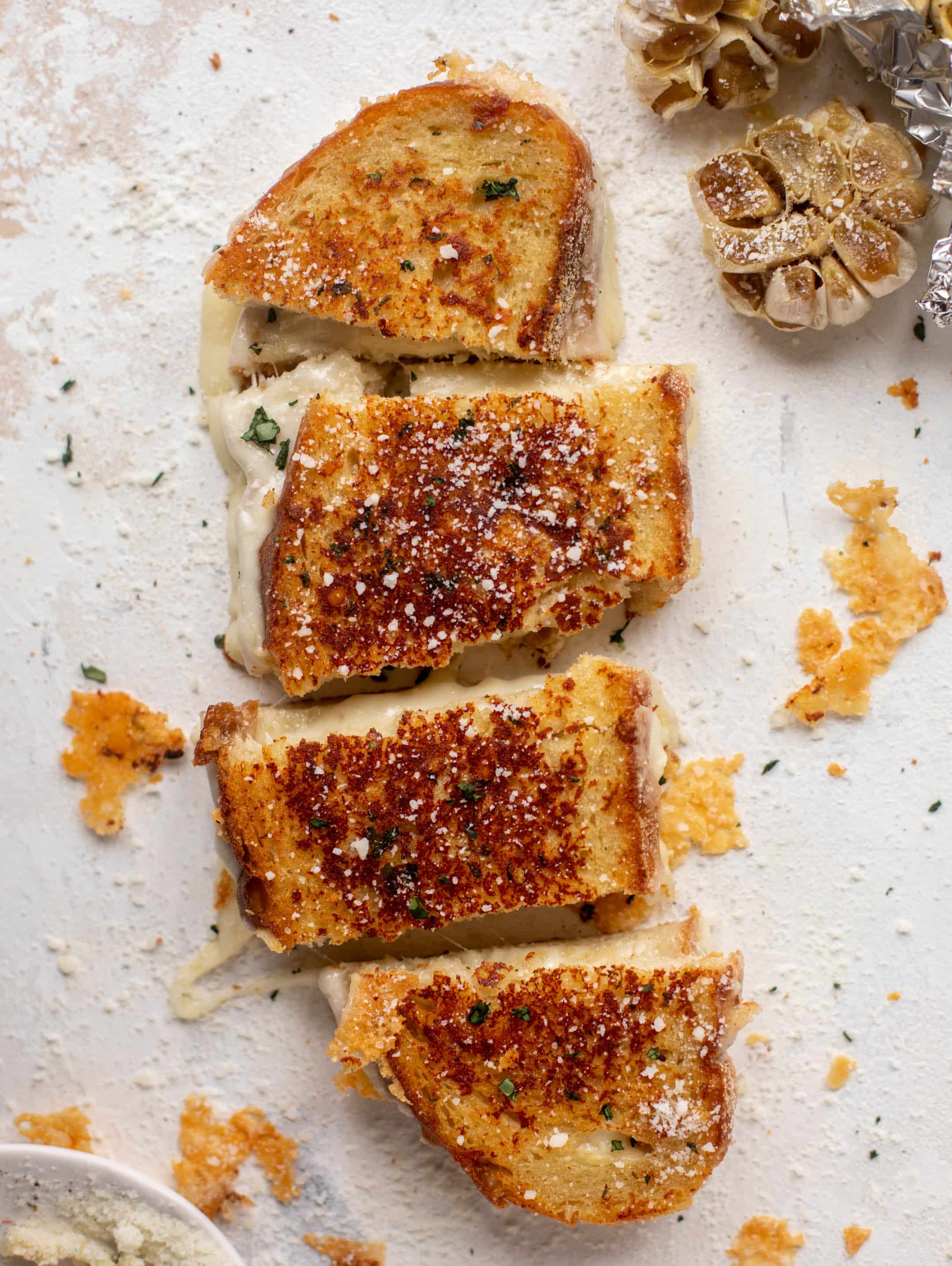 garlic bread grilled cheese