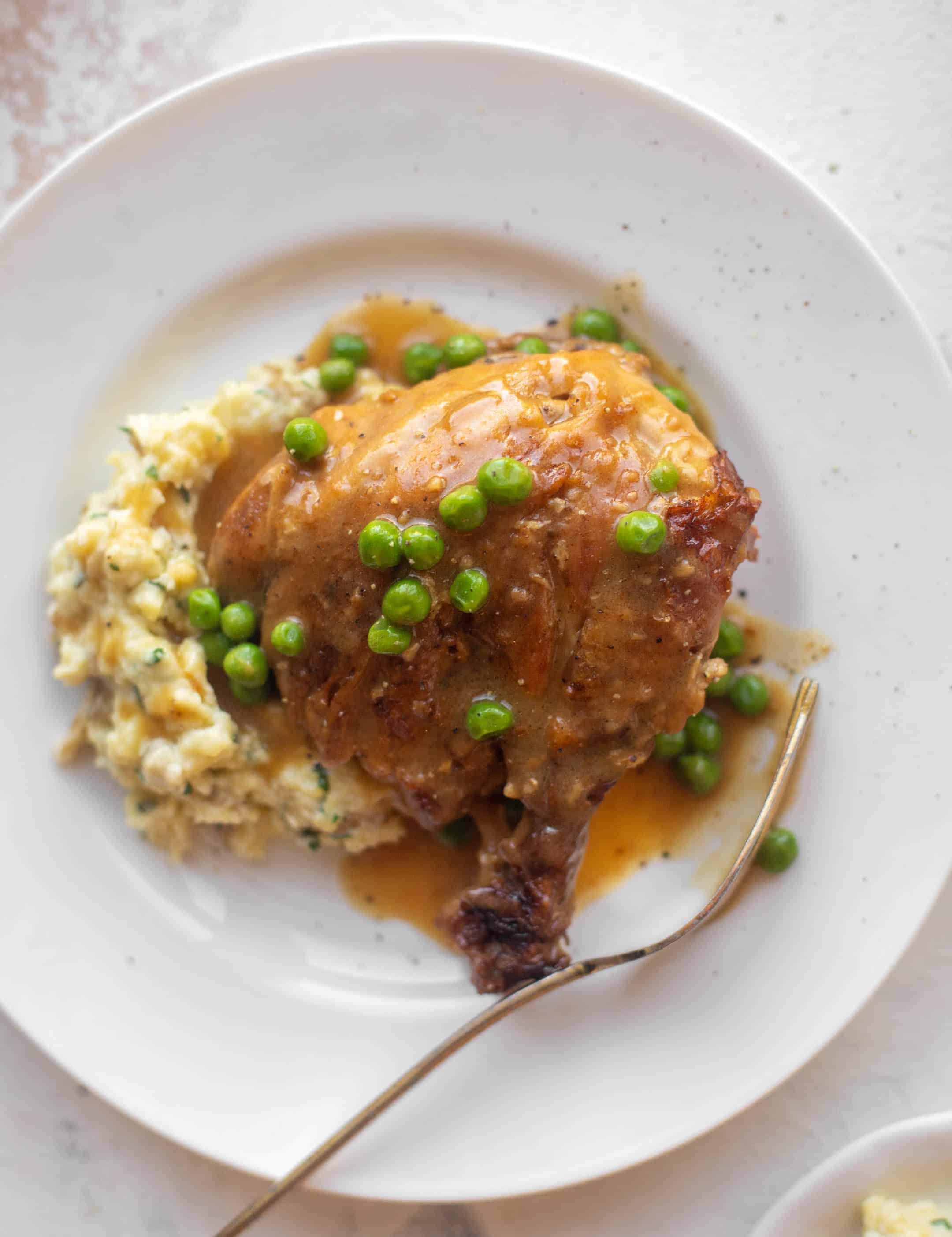 Spring Smothered Chicken with Herb Smashed Potatoes