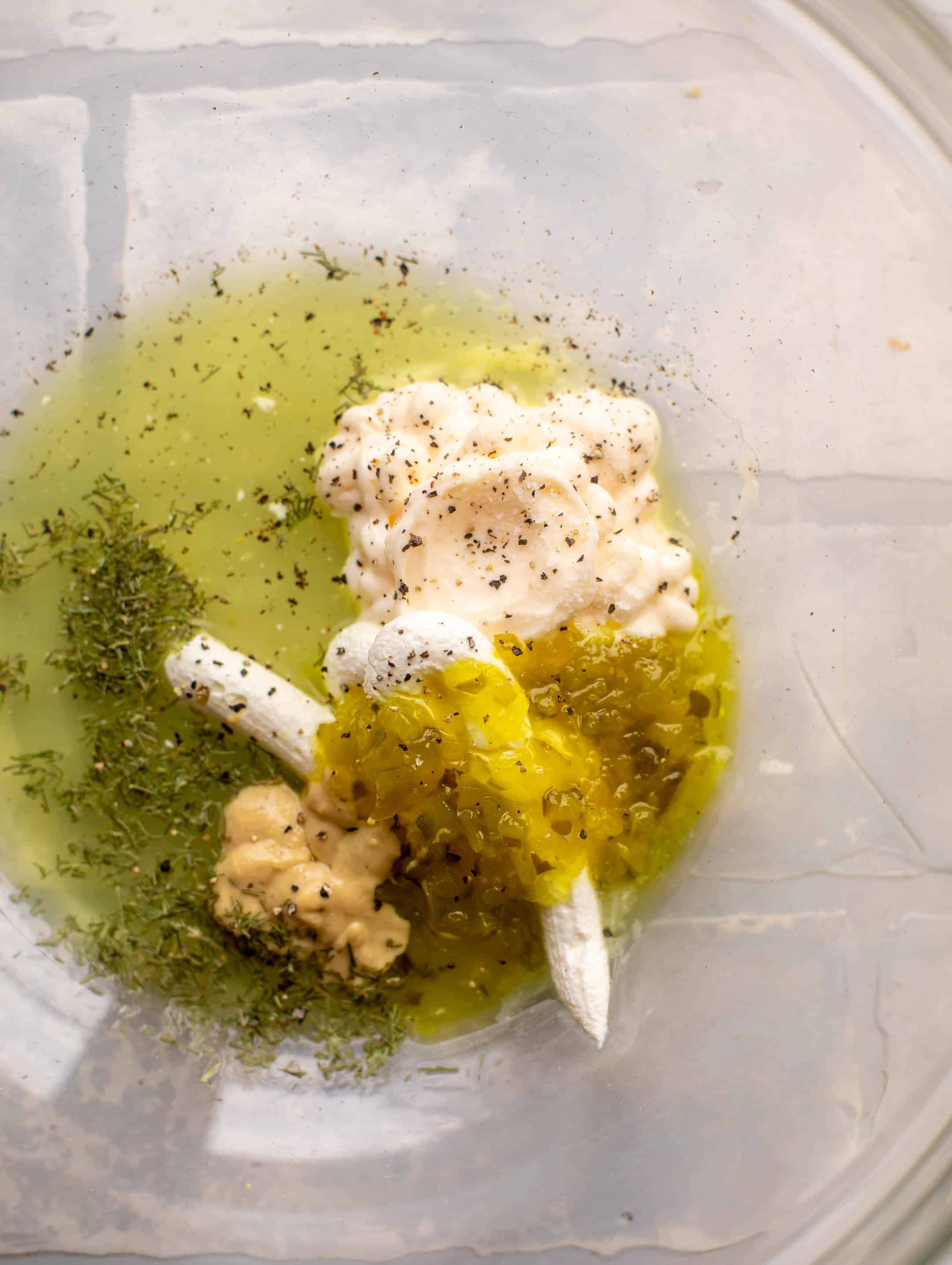 dill pickle egg salad mixture