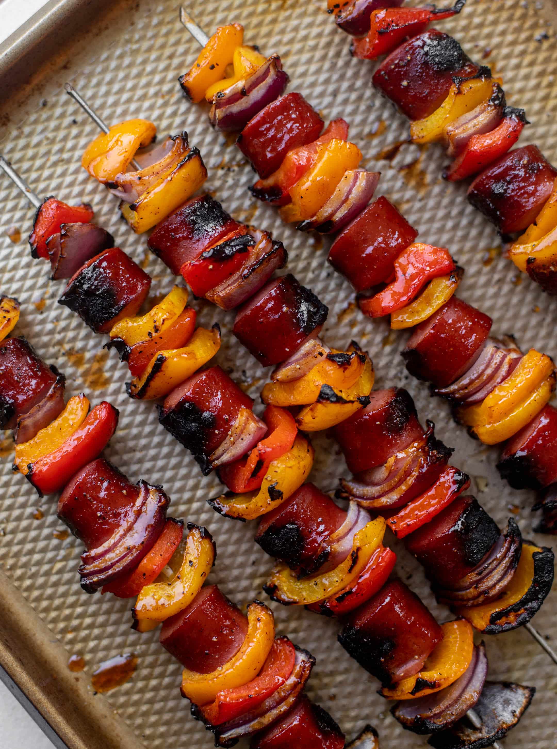 hot honey BBQ smoked sausage and peppers