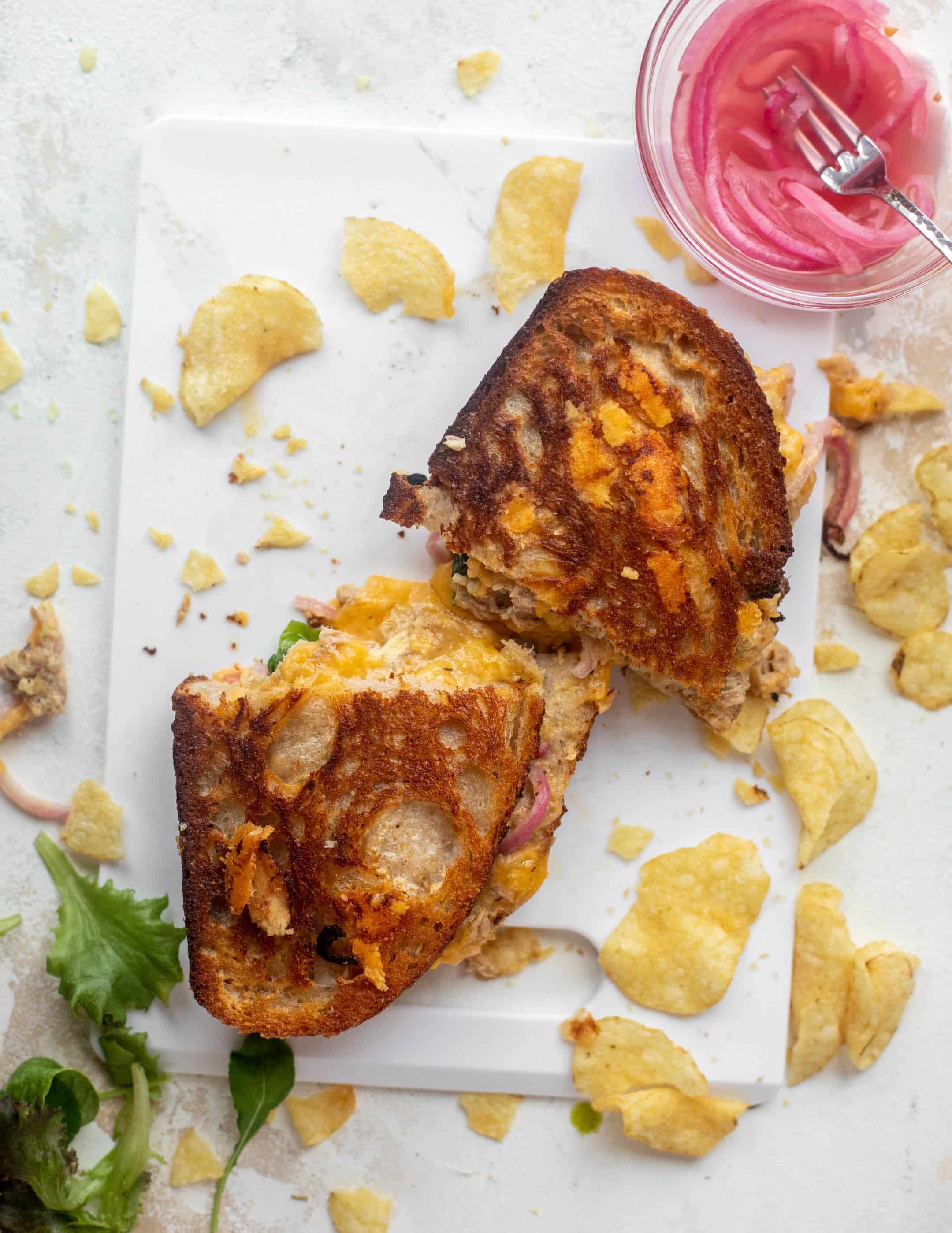 sharp cheddar tuna melts