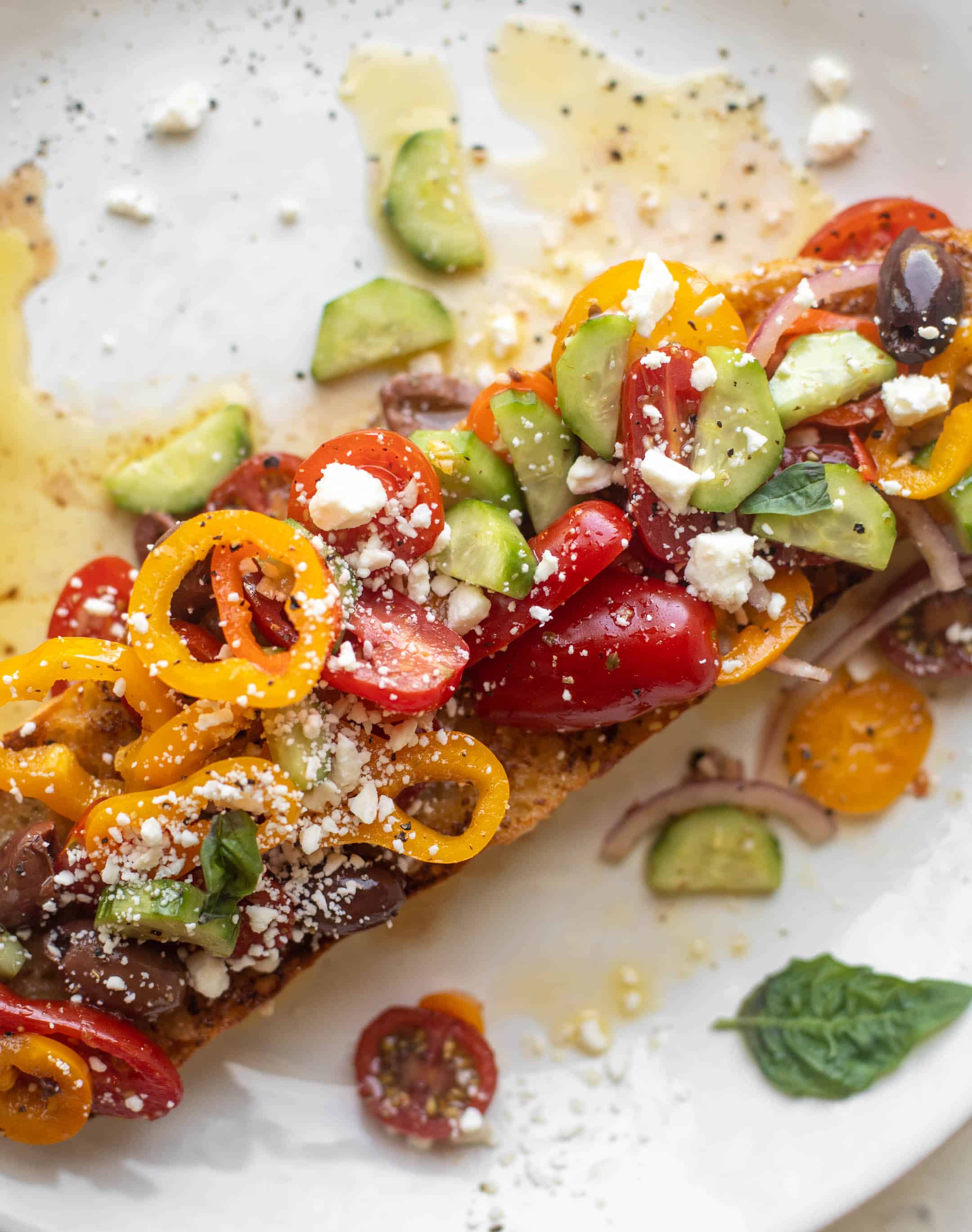 grilled garlic baguettes with greek salad