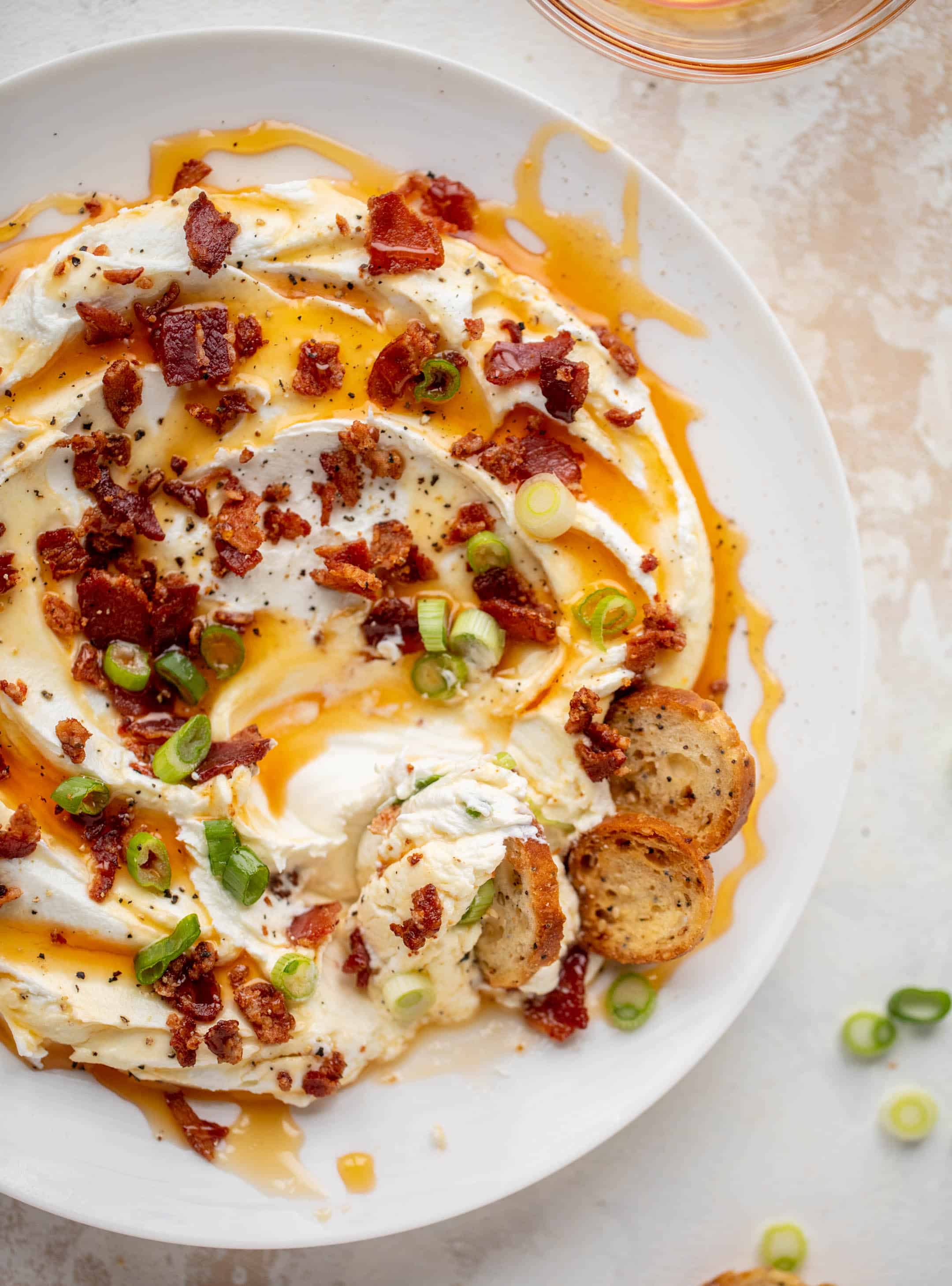 hot honey & bacon whipped goat cheese
