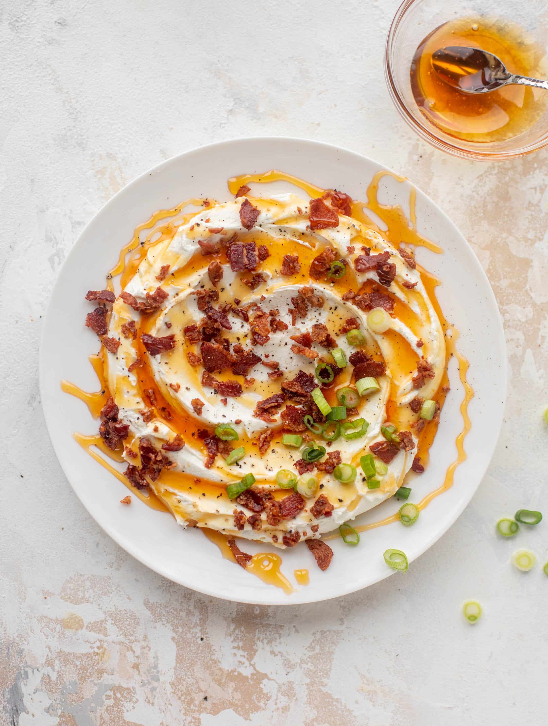 hot honey & bacon whipped goat cheese