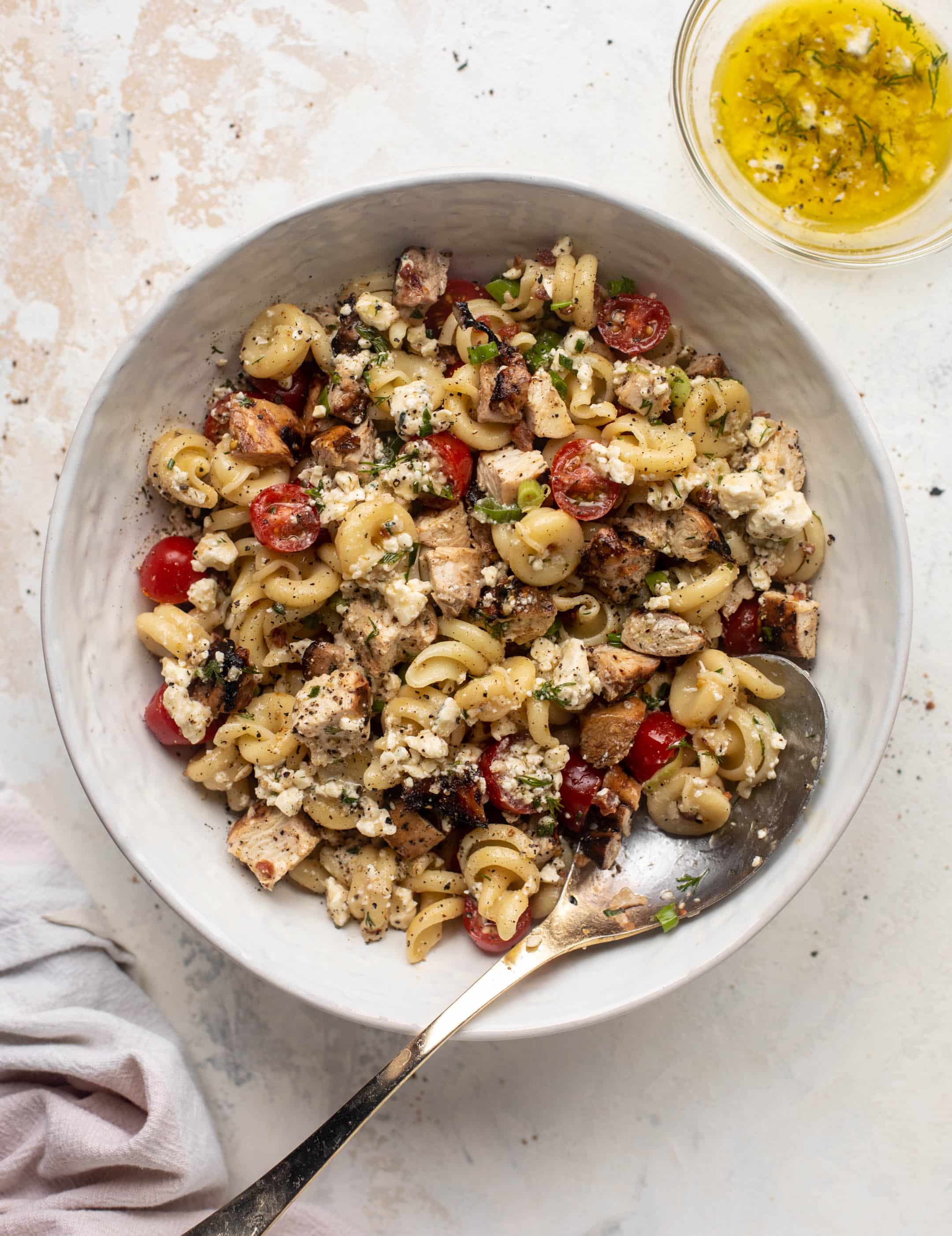grilled chicken pasta salad with gorgonzola vinaigrette