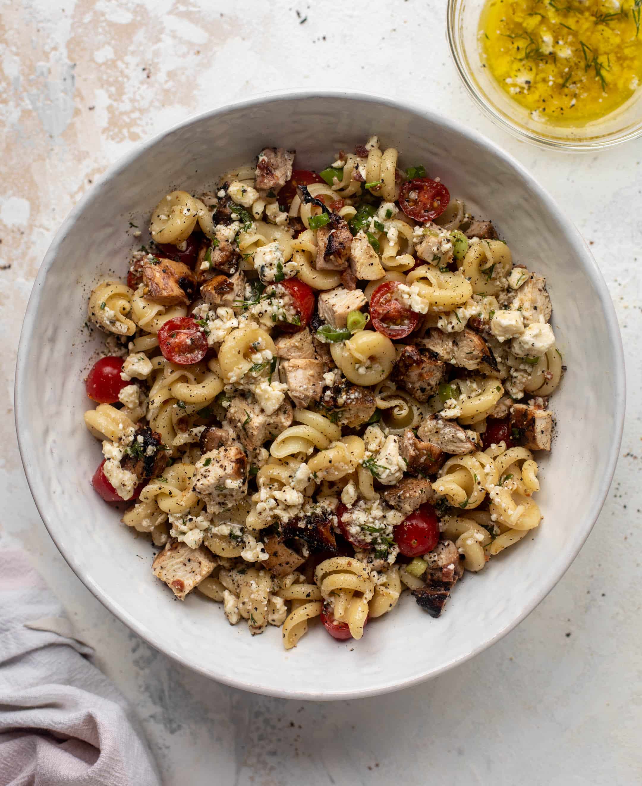 grilled chicken pasta salad with gorgonzola vinaigrette