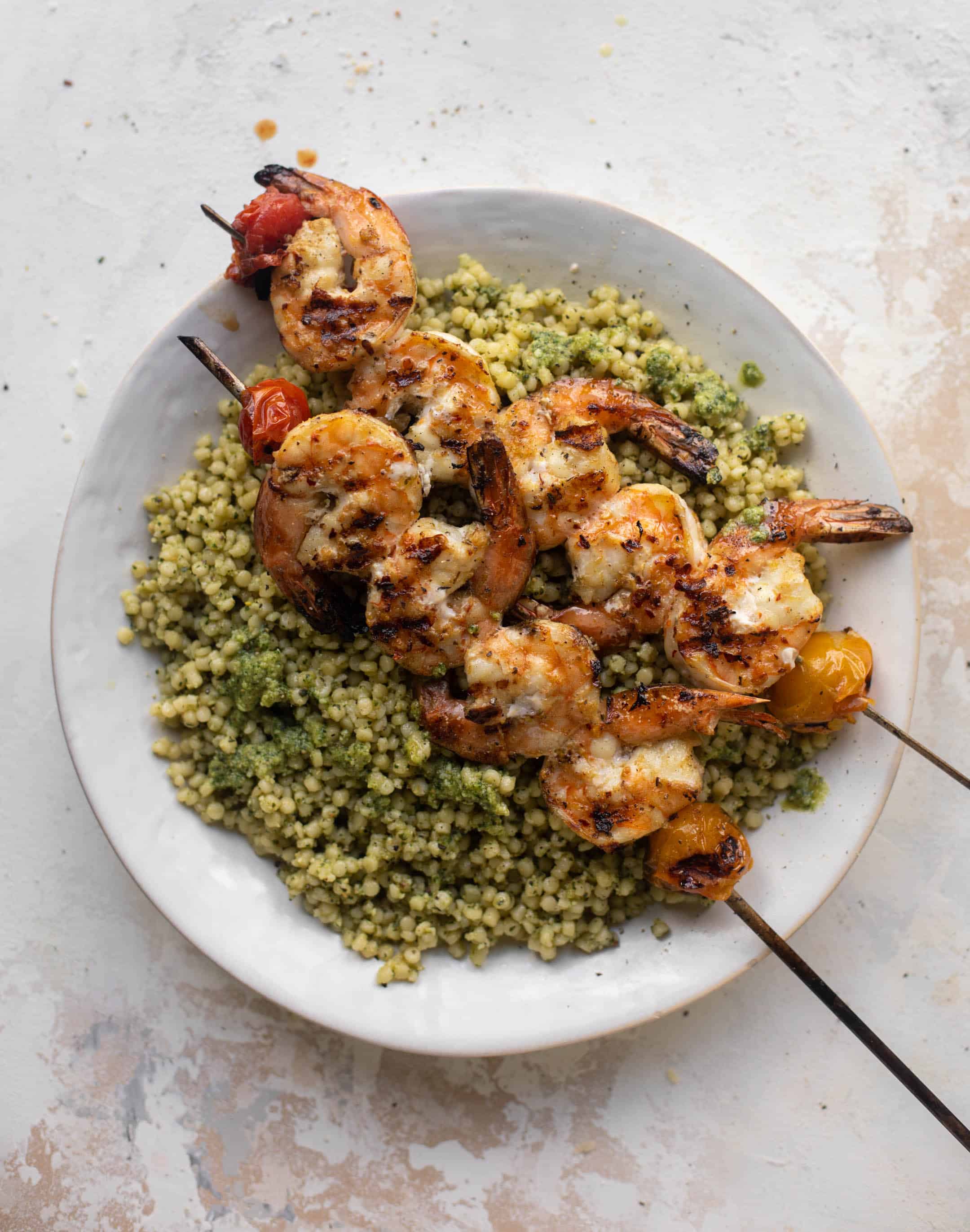 grilled lemon shrimp with pesto couscous
