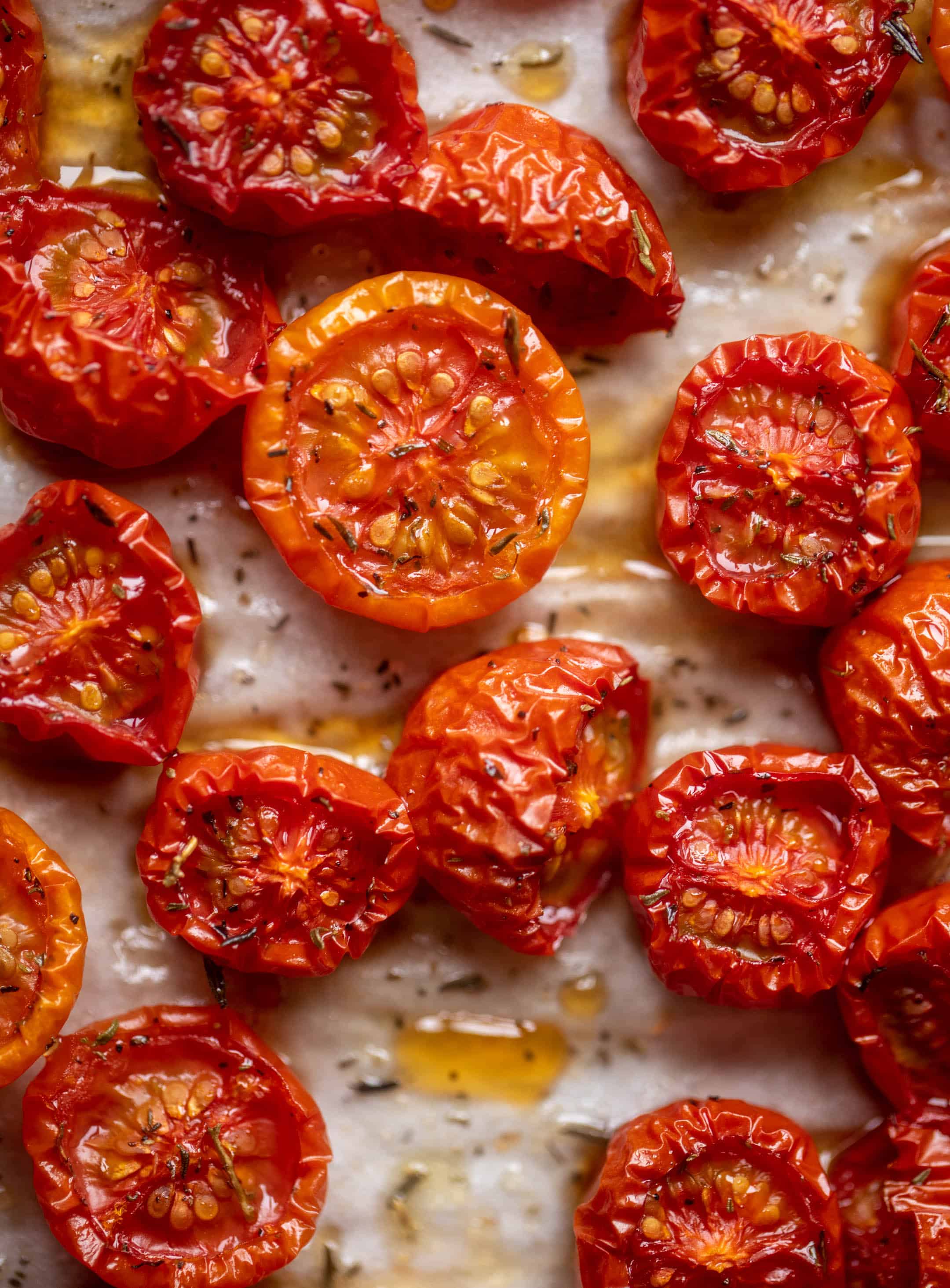 slow roasted hot honey tomatoes