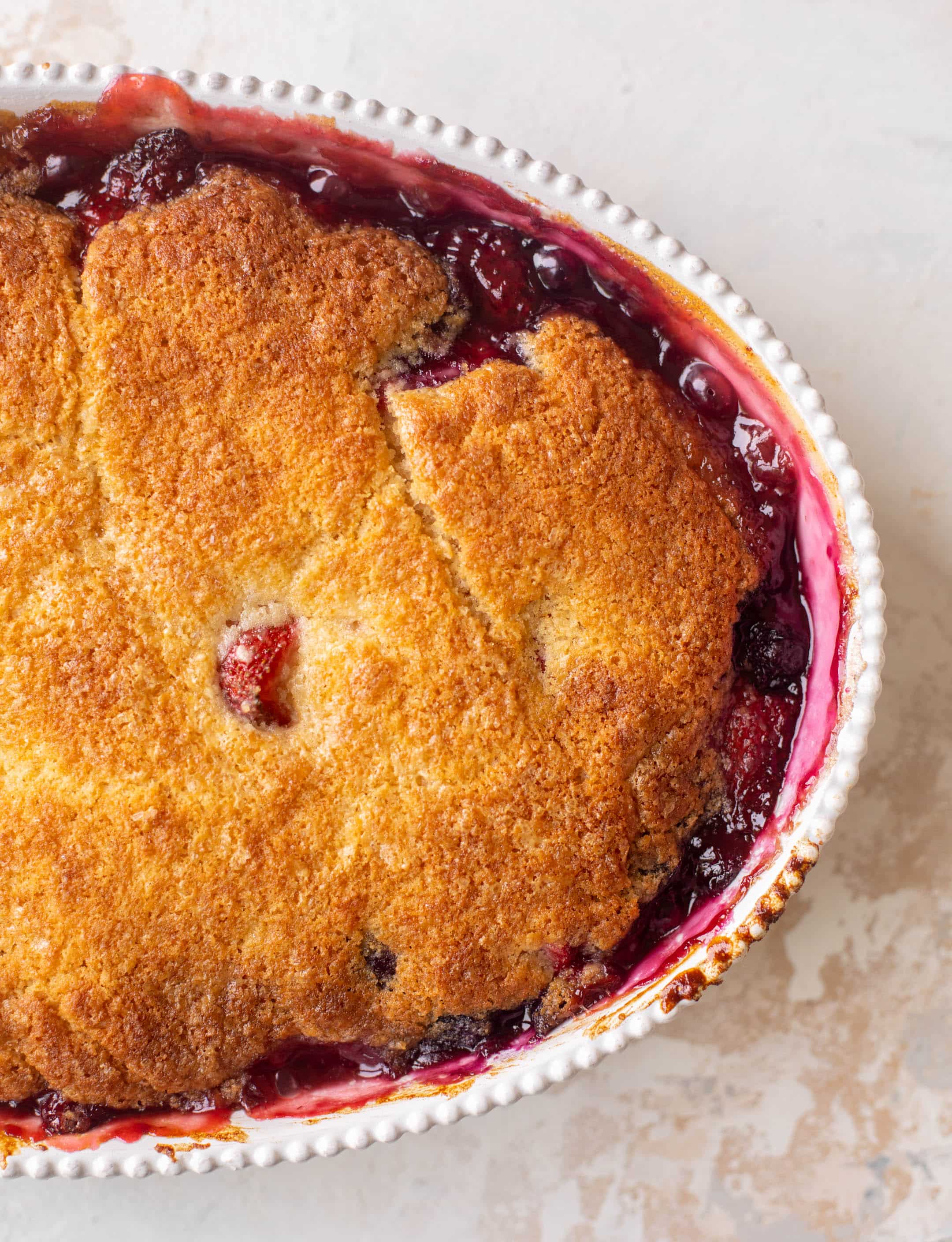 double berry mascarpone cobbler
