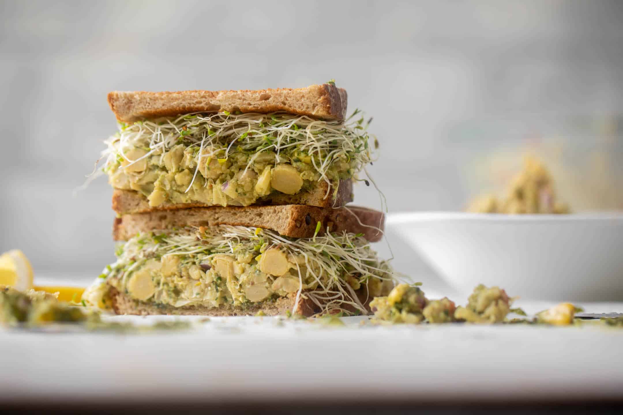 pesto smashed chickpea salad
