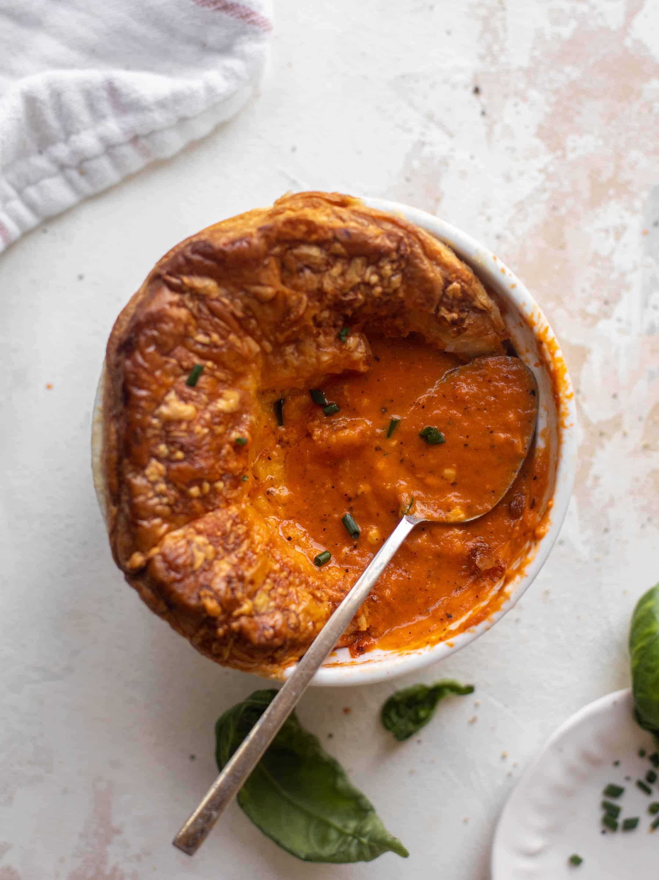 tomato soup pot pies with cheddar puff pastry