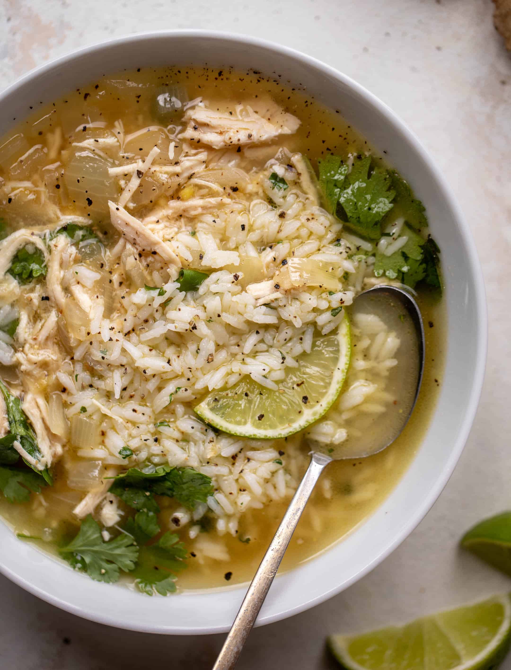 ginger lime chicken soup with cilantro rice