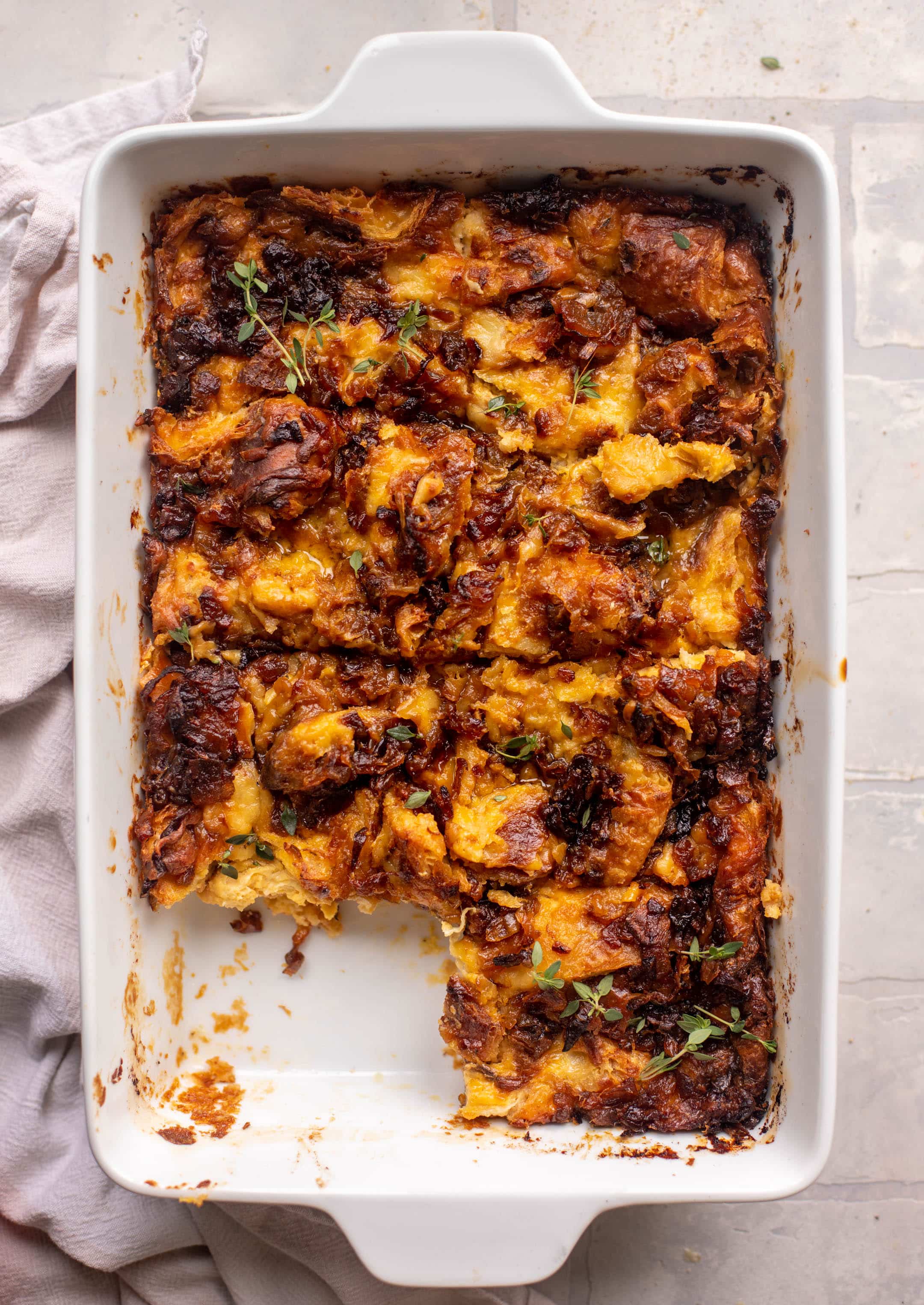overnight french onion croissant bake