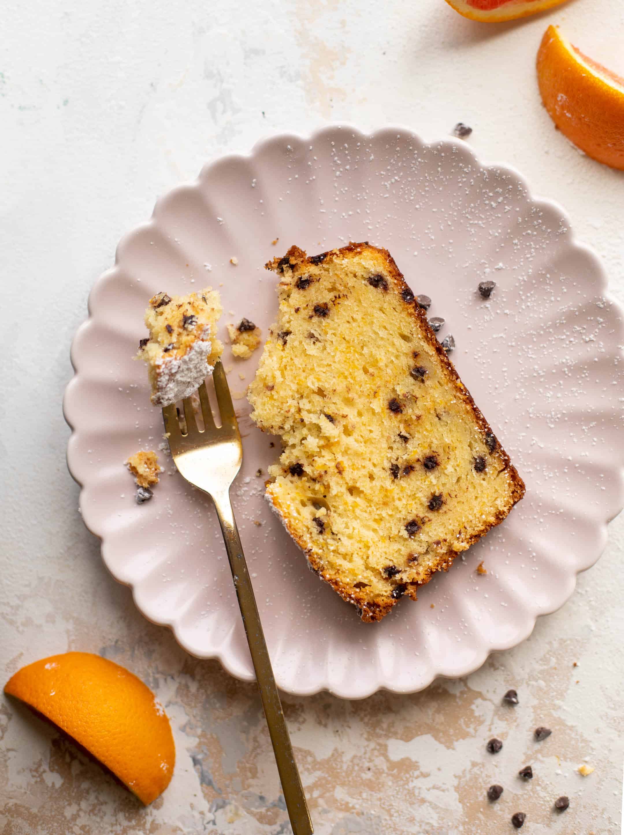 orange ricotta pound cake with chocolate chips