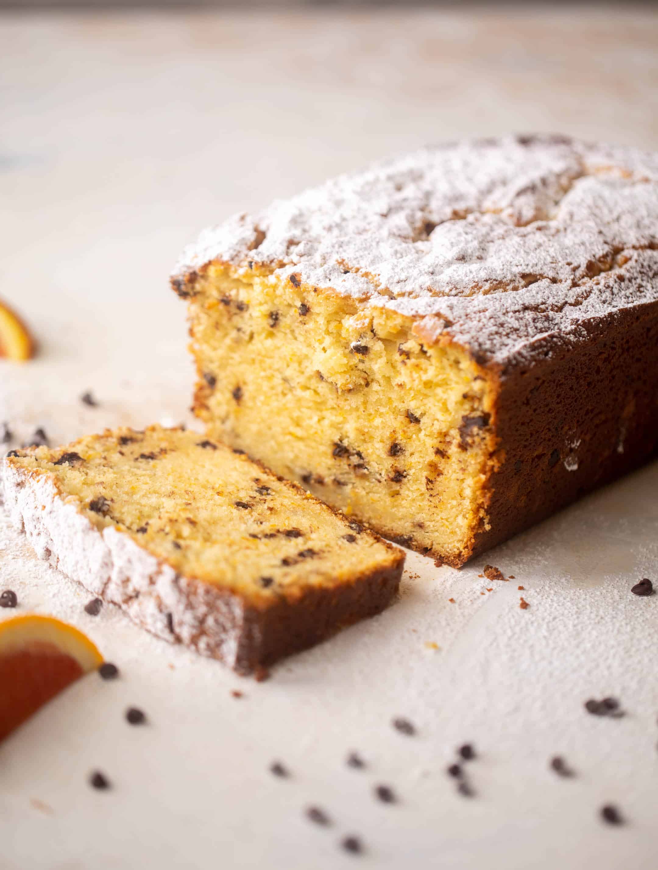 orange ricotta pound cake with chocolate chips