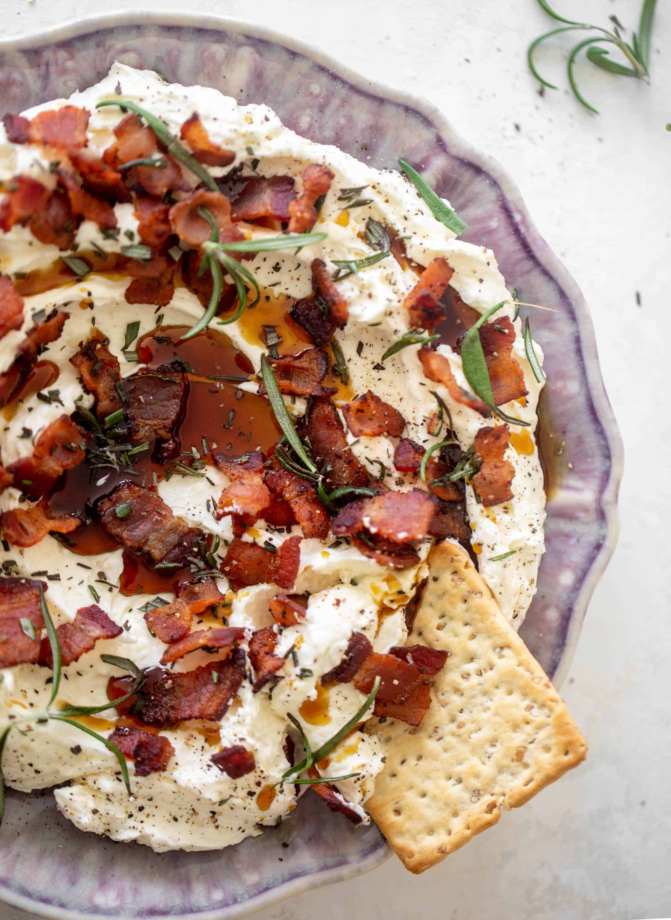 whipped brie cheese with rosemary bacon