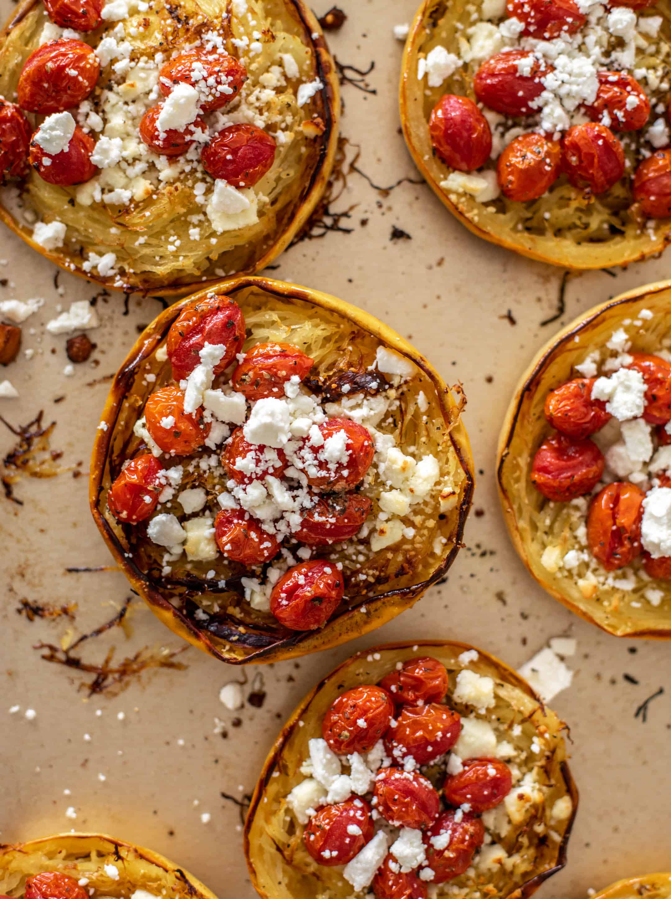 roasted tomato feta spaghetti squash