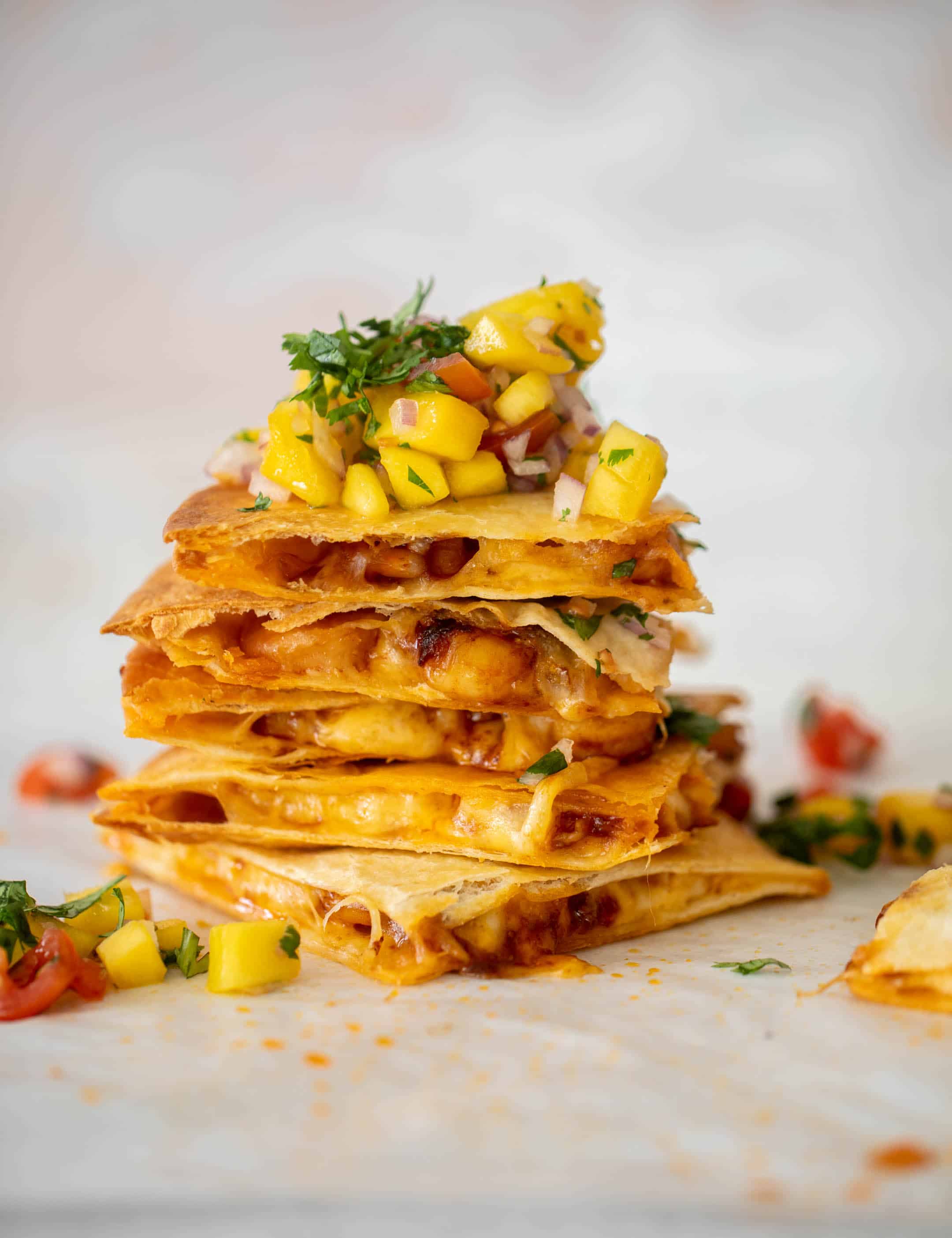 crispy hot honey shrimp quesadilla