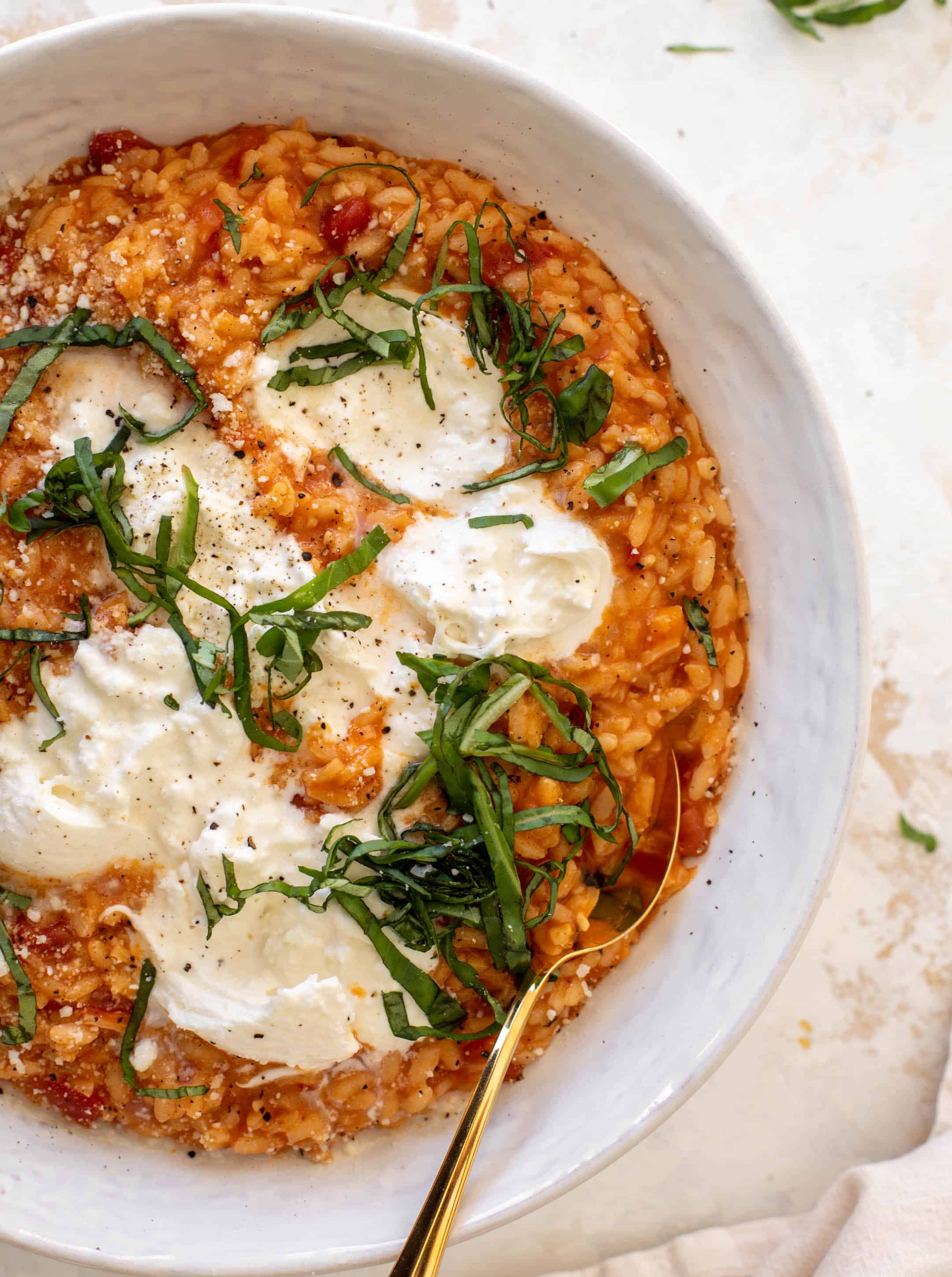 fire roasted tomato risotto with burrata