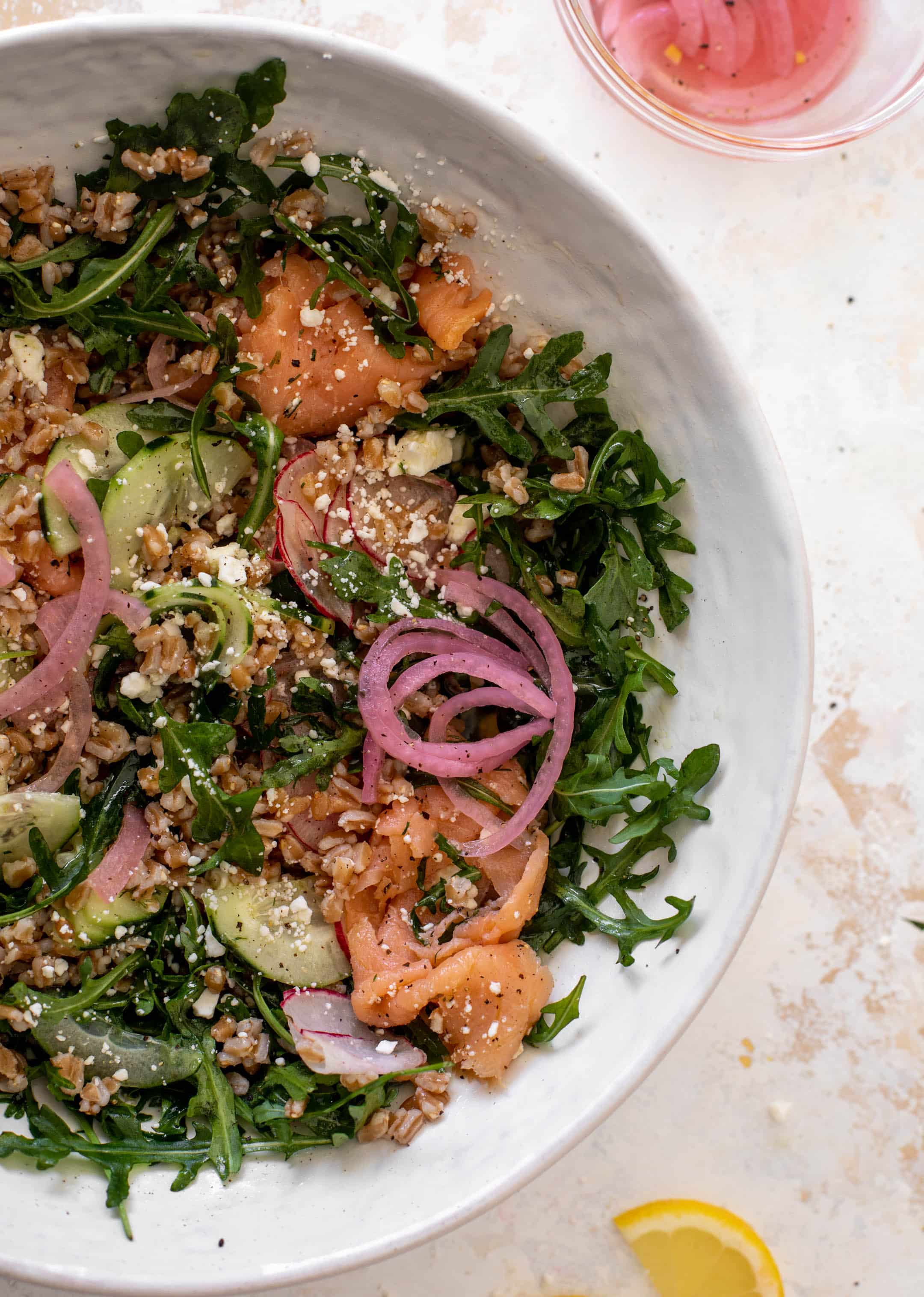 smoked salmon farro salad