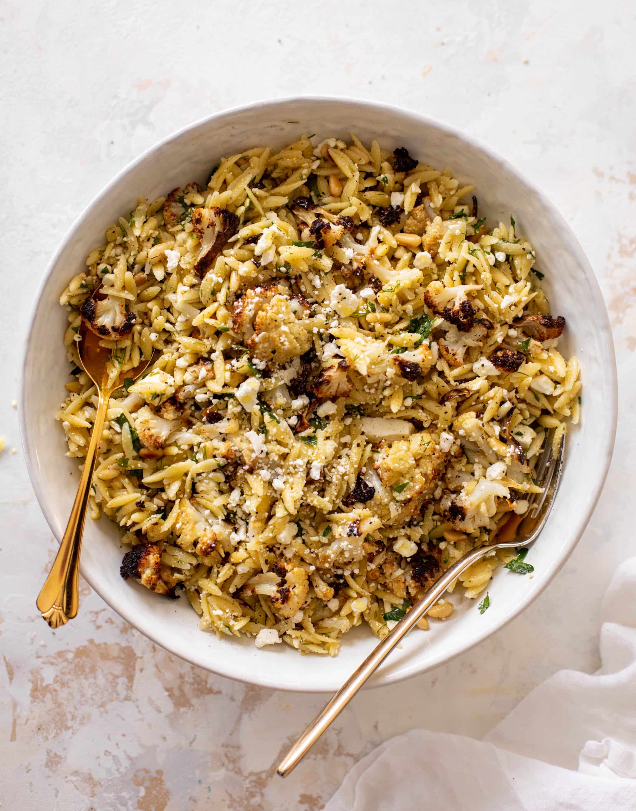 charred cauliflower orzo