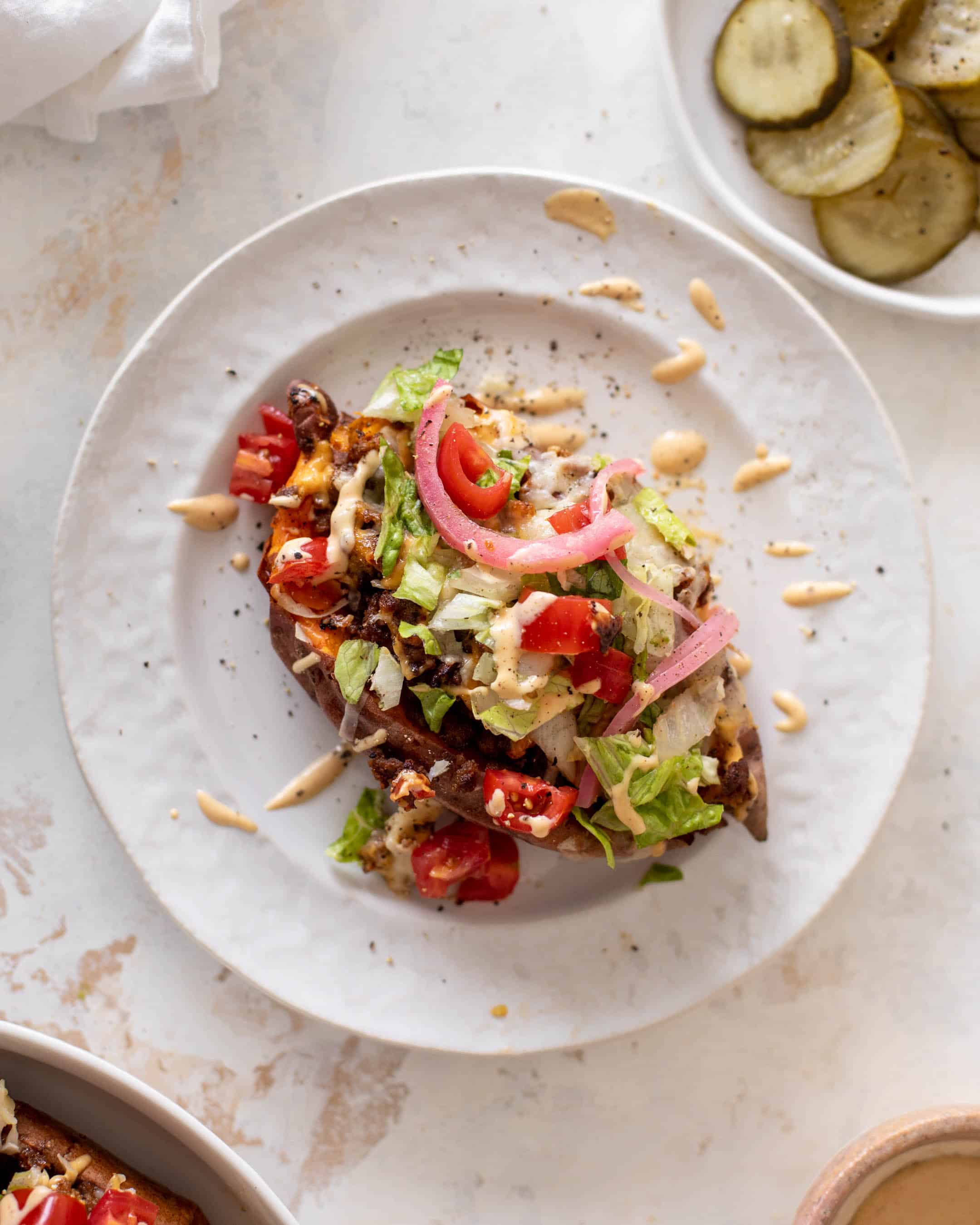cheeseburger stuffed sweet potatoes