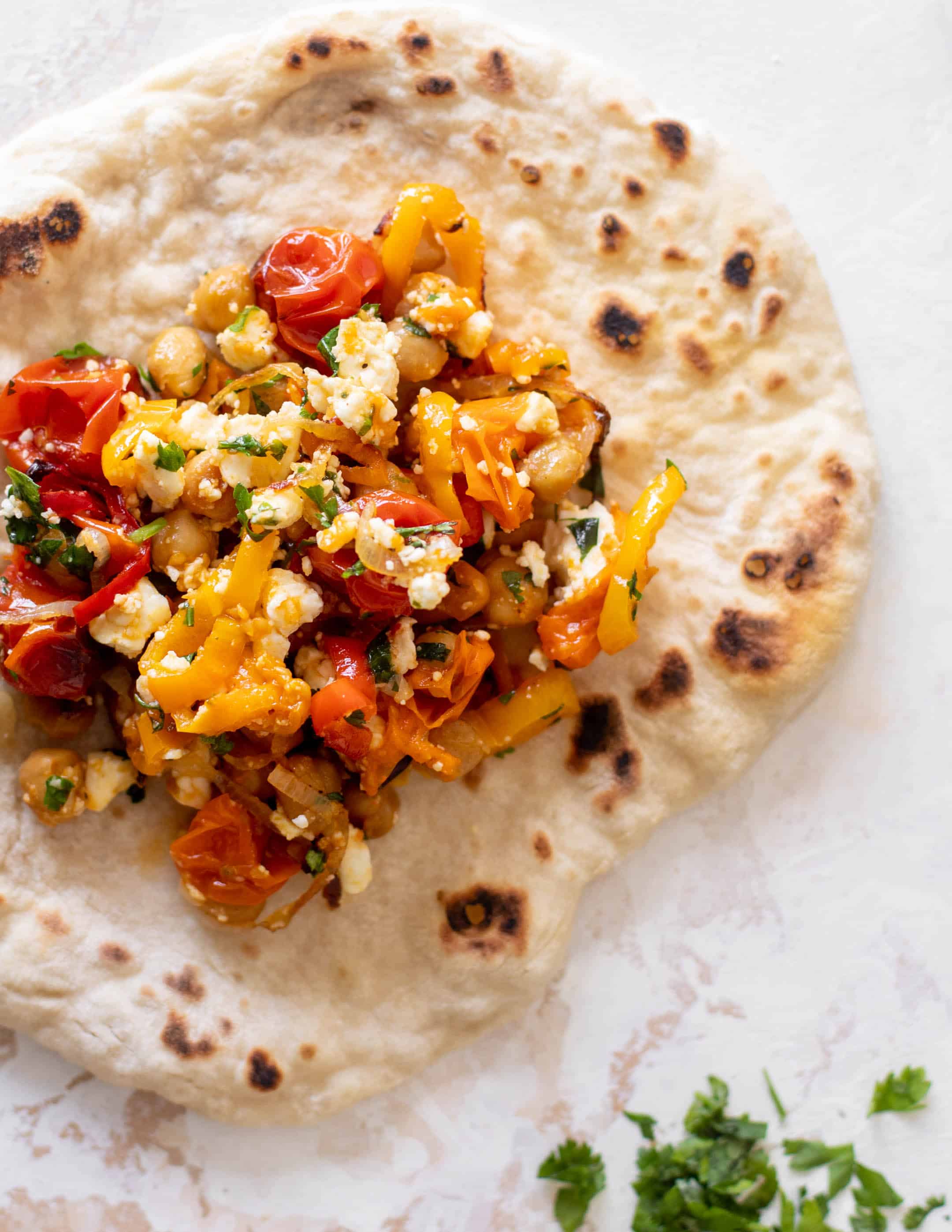 roasted chickpeas with tomatoes and sweet peppers