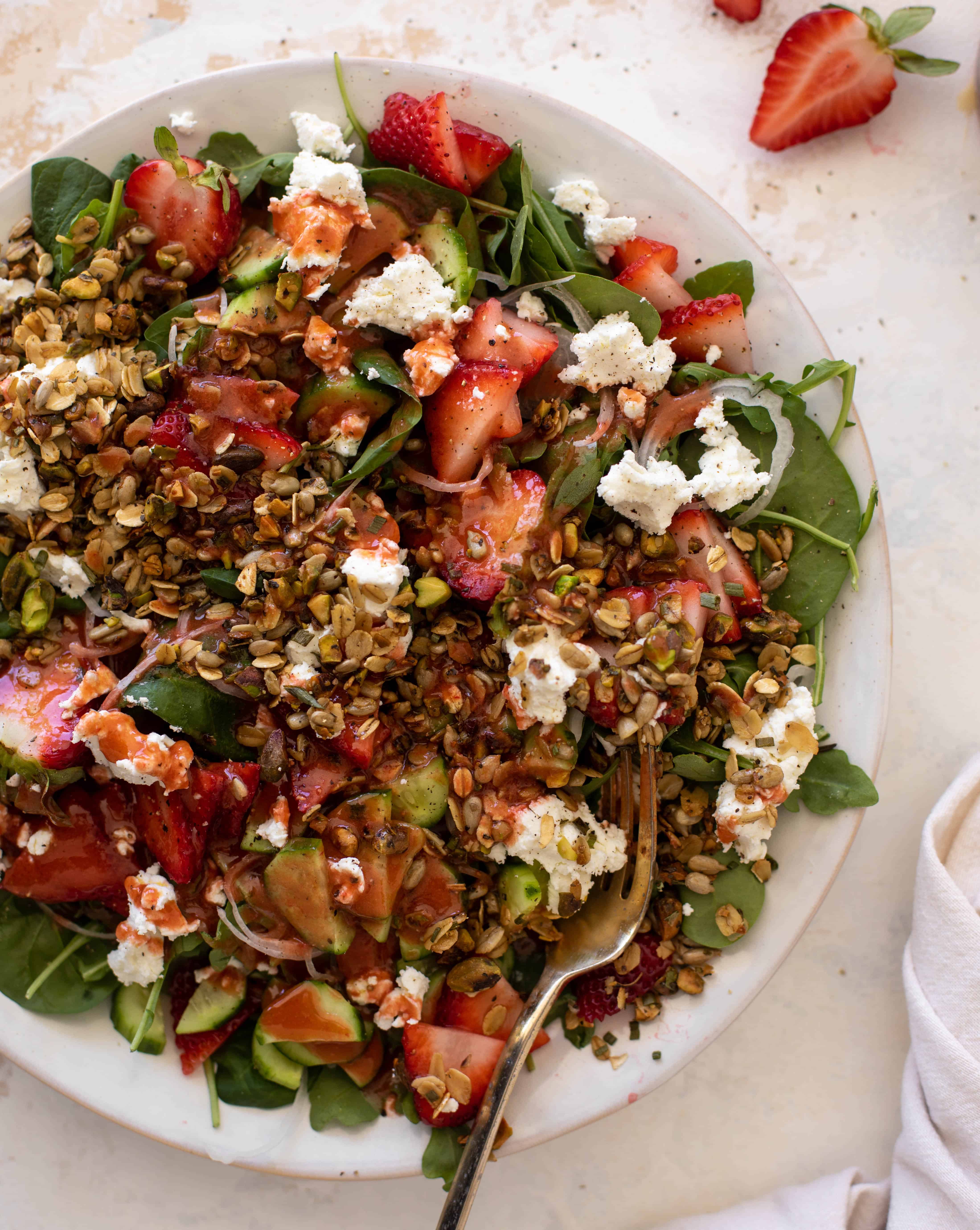 Strawberry Cucumber Salad with Savory Granola