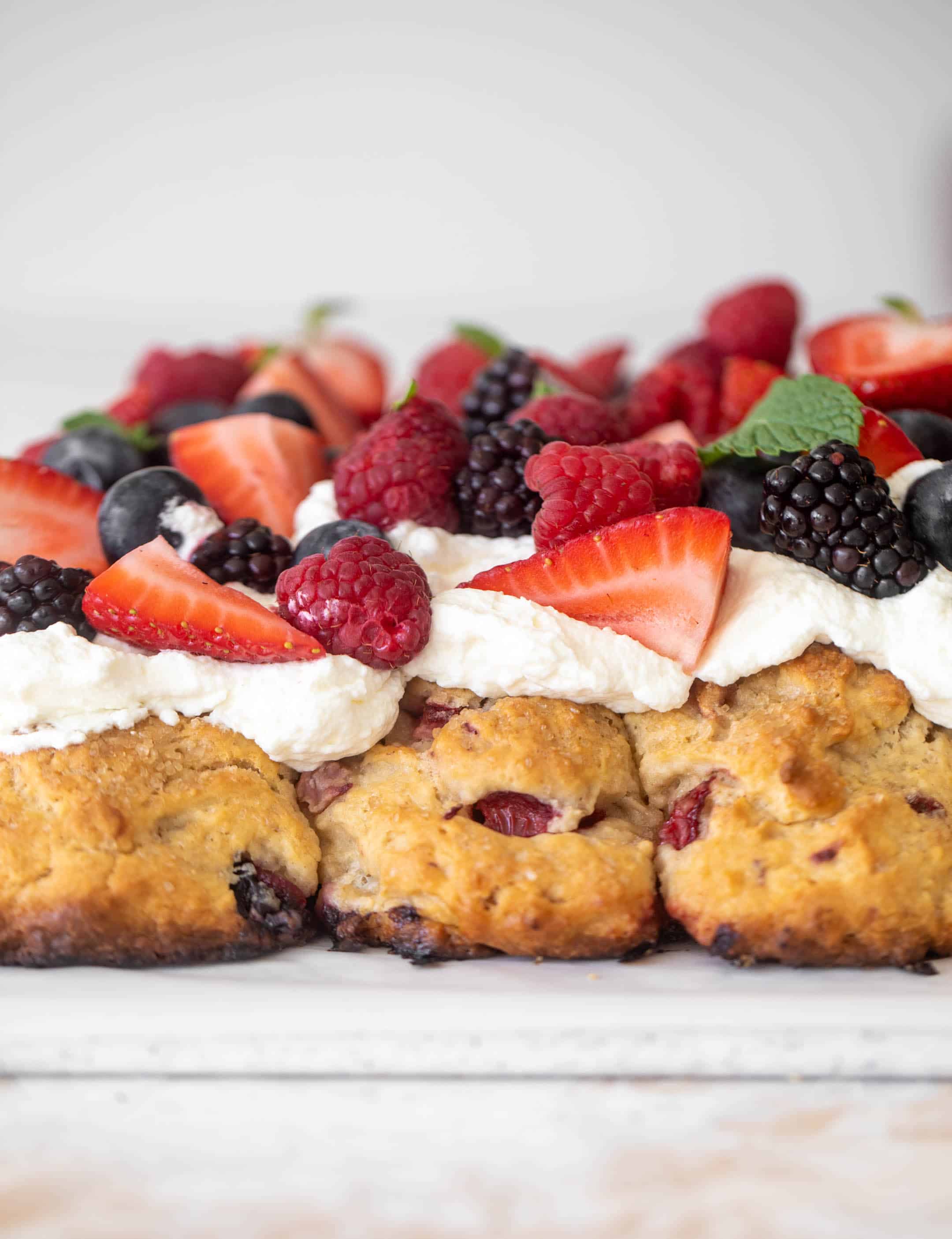red white and blue sheet pan short cake