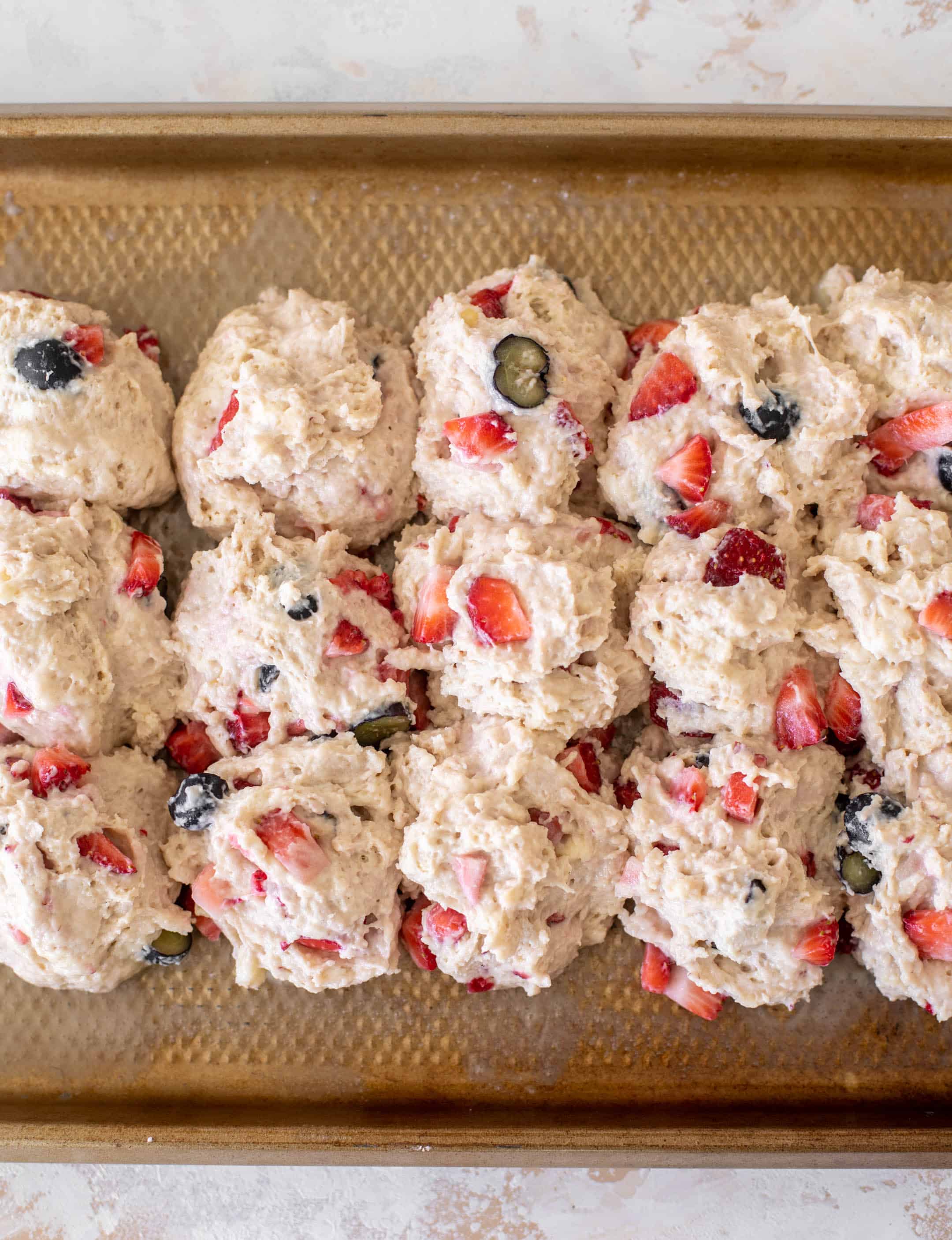 red white and blue sheet pan short cake