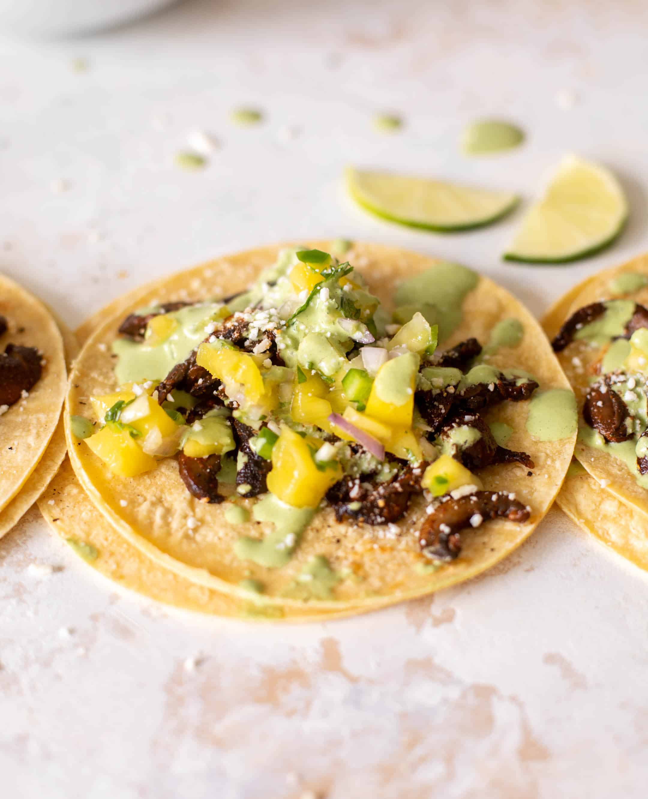 summer shiitake tacos
