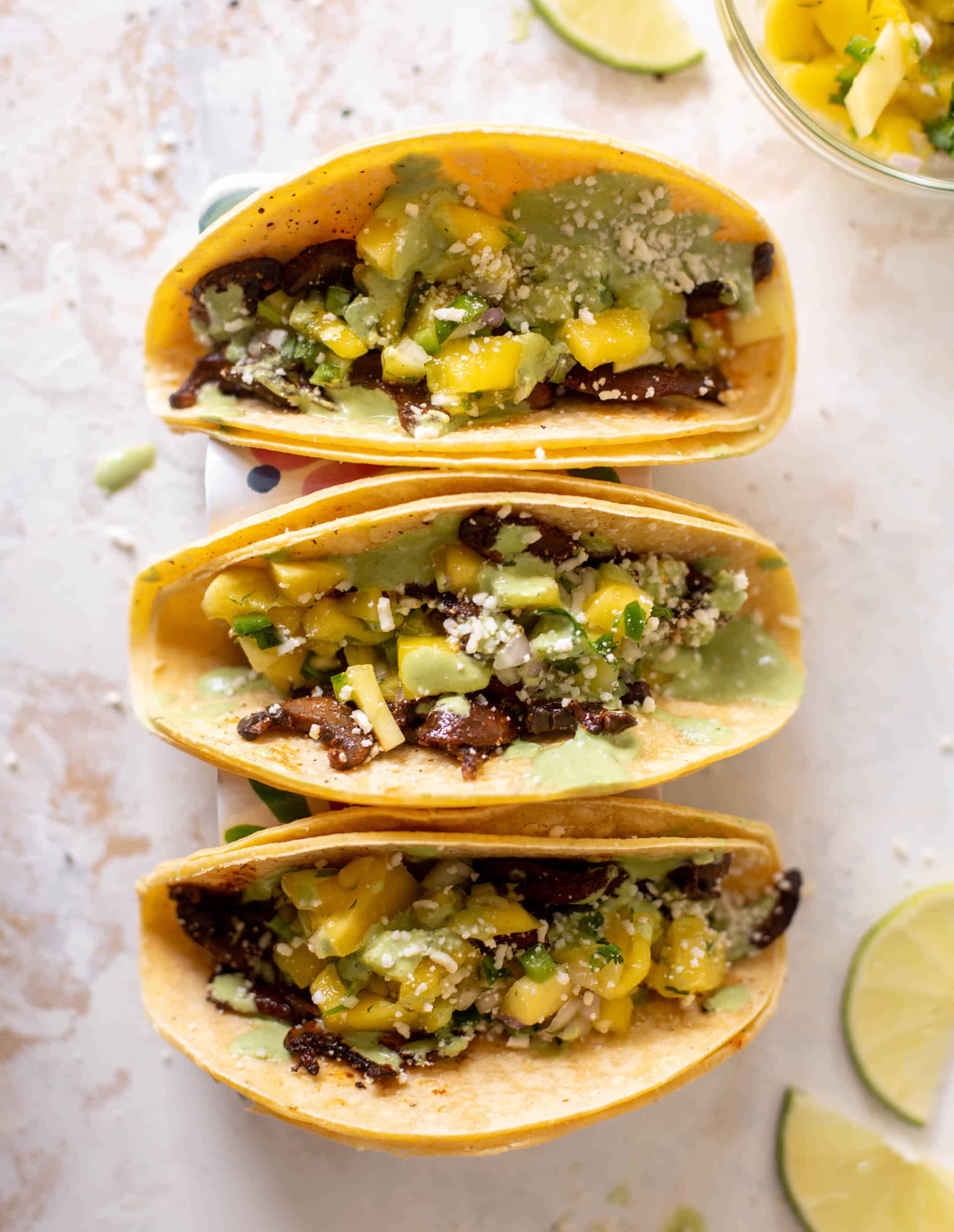 summer shiitake tacos