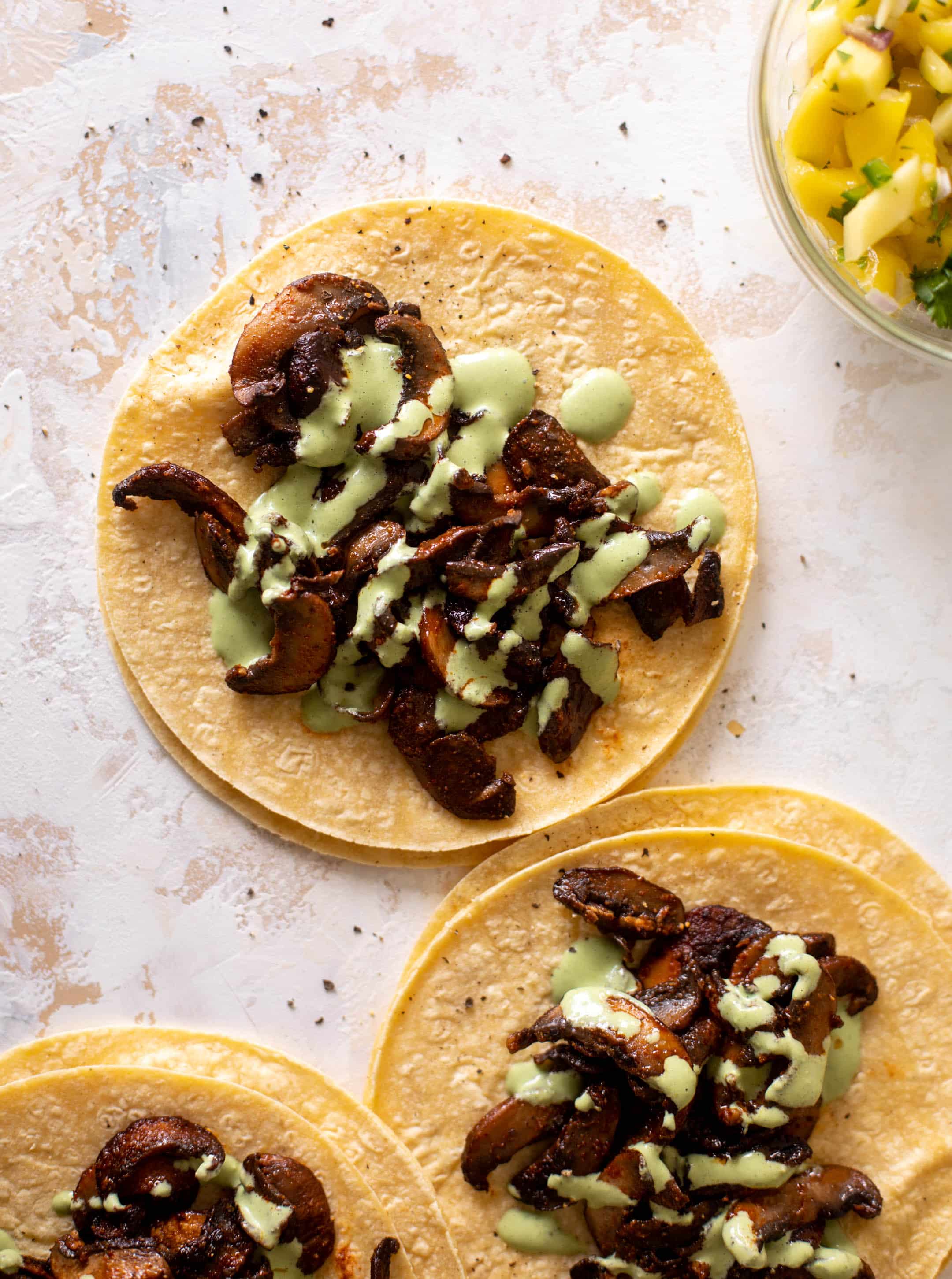 summer shiitake tacos