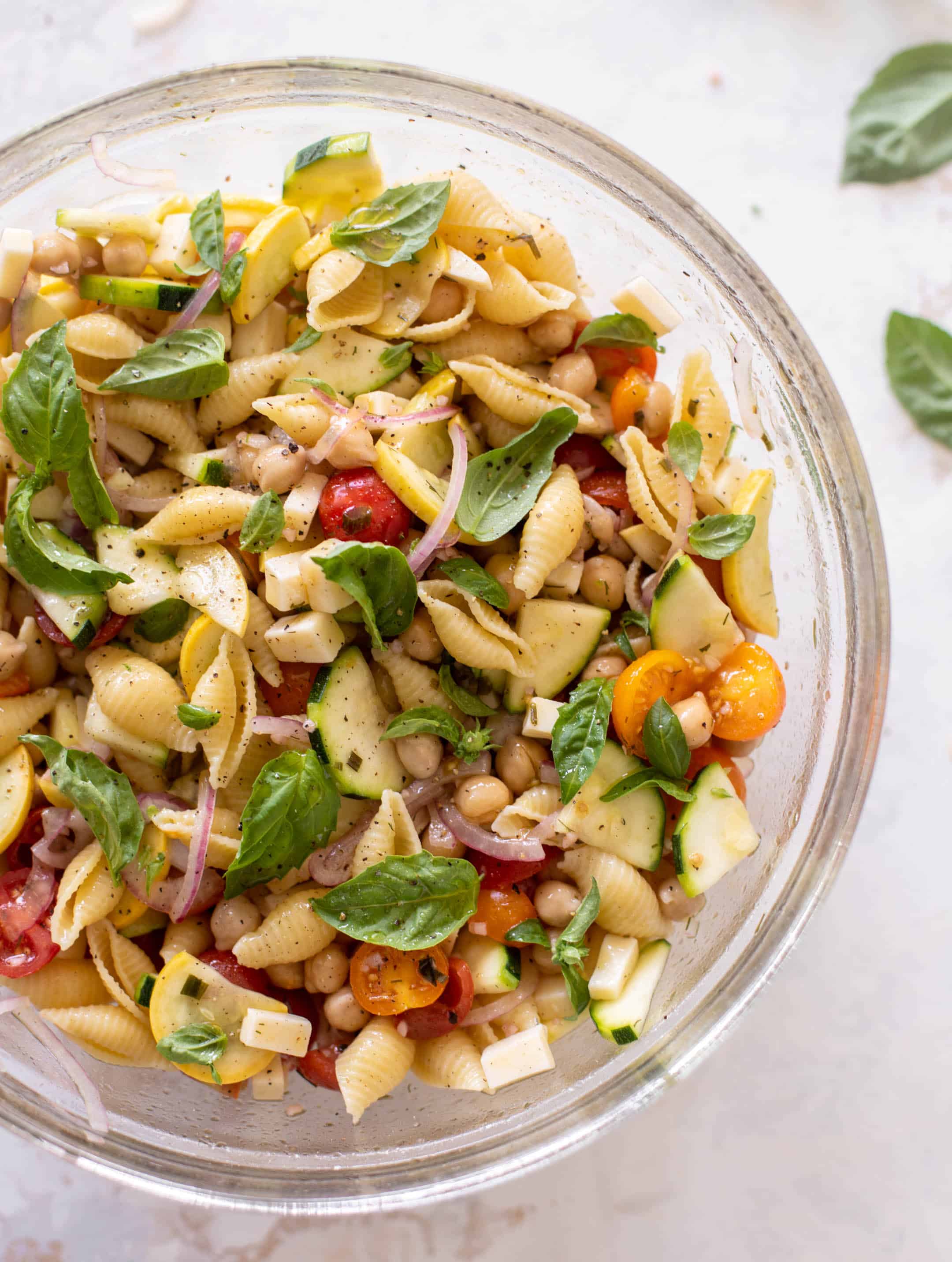 summer chickpea pasta salad