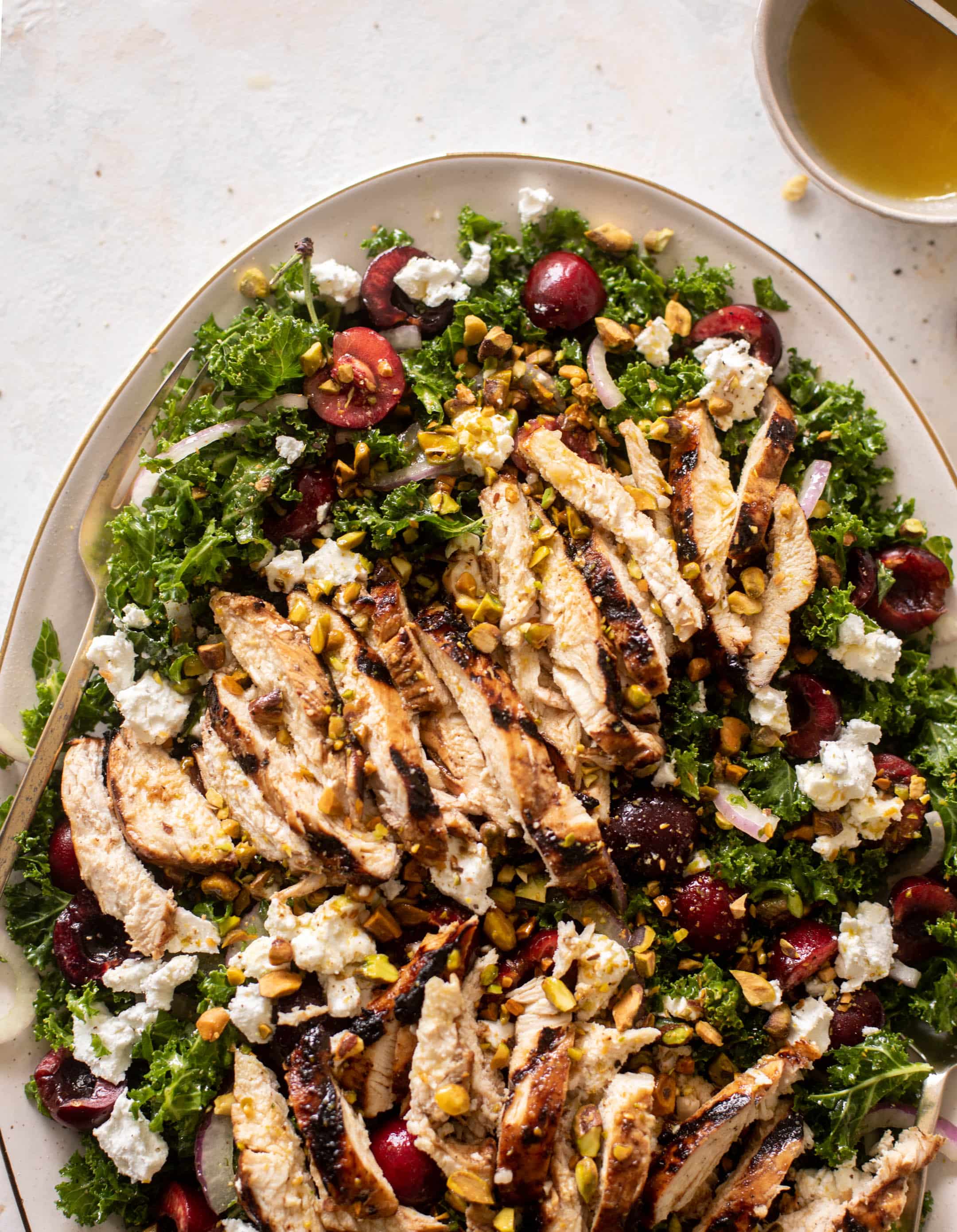 grilled chicken cherry kale salad