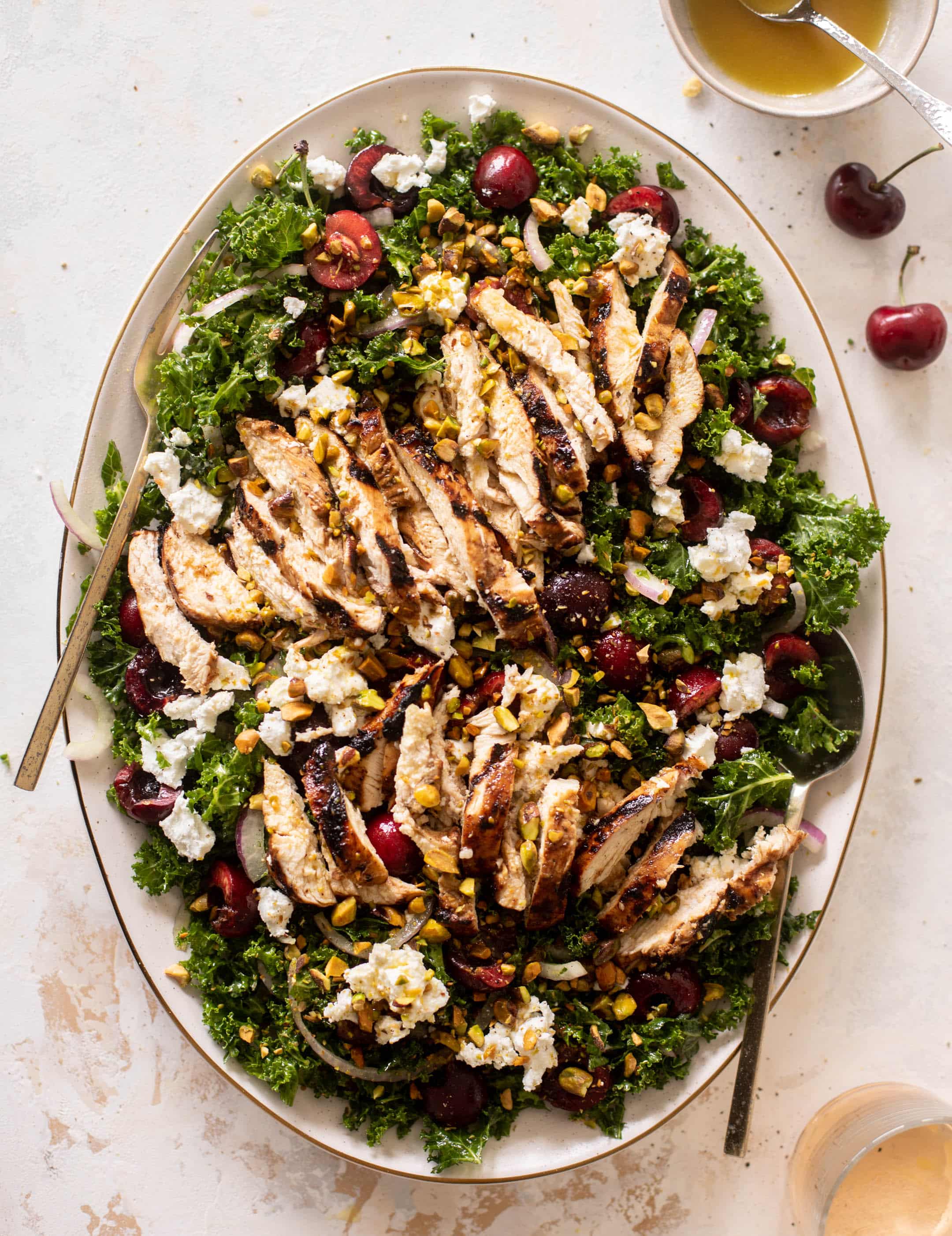 grilled chicken cherry kale salad