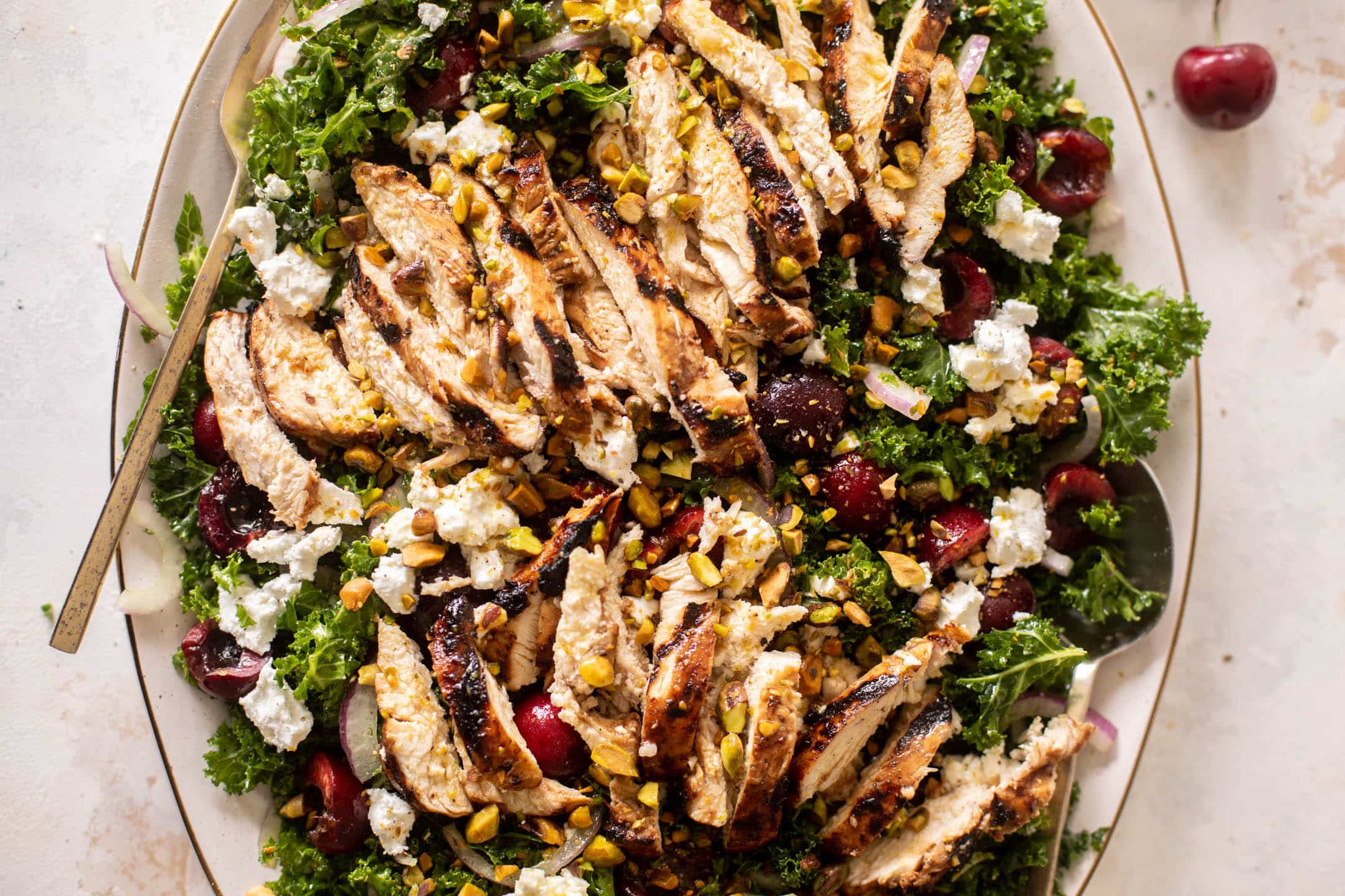 grilled chicken cherry kale salad
