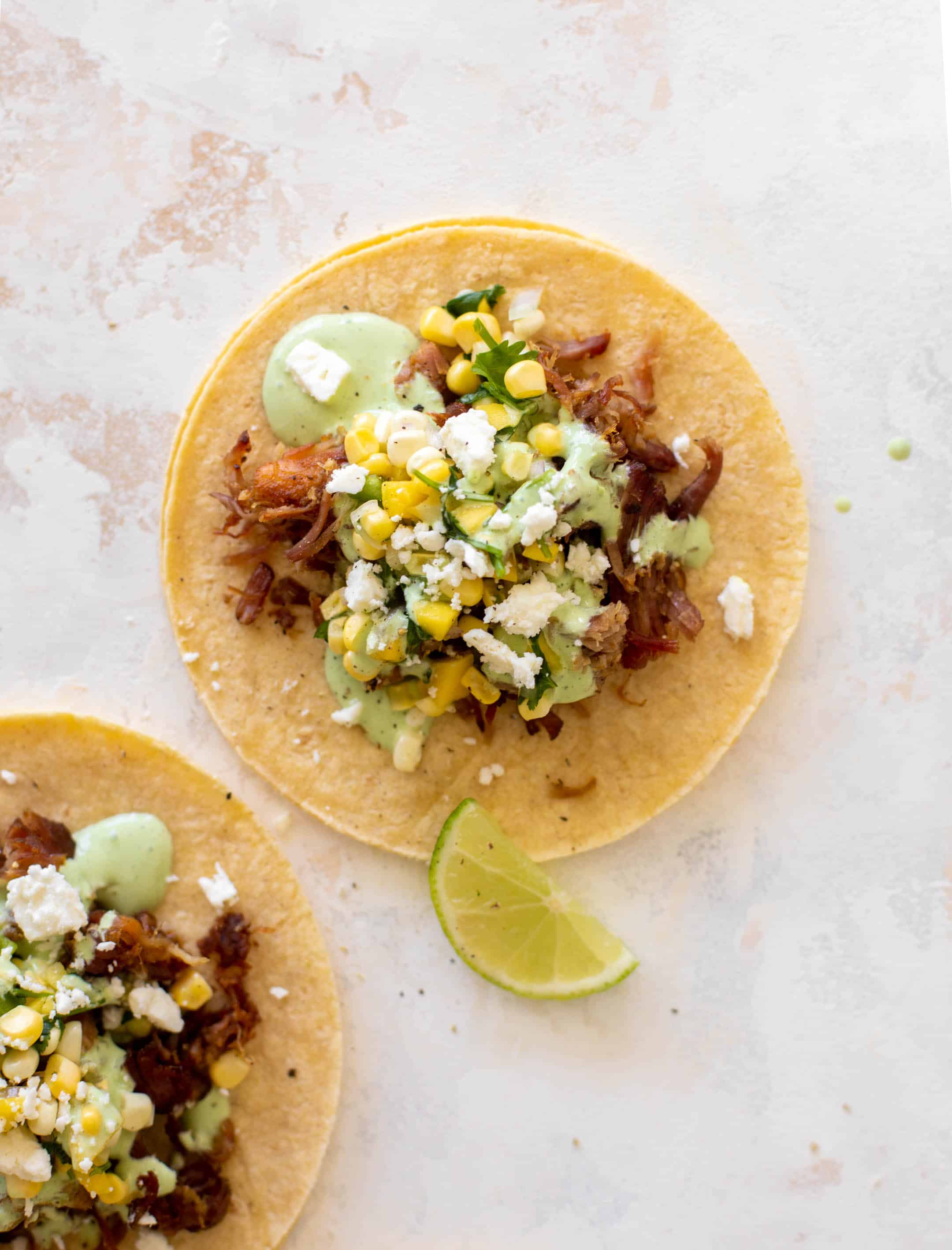 crispy carnitas with summer corn salsa
