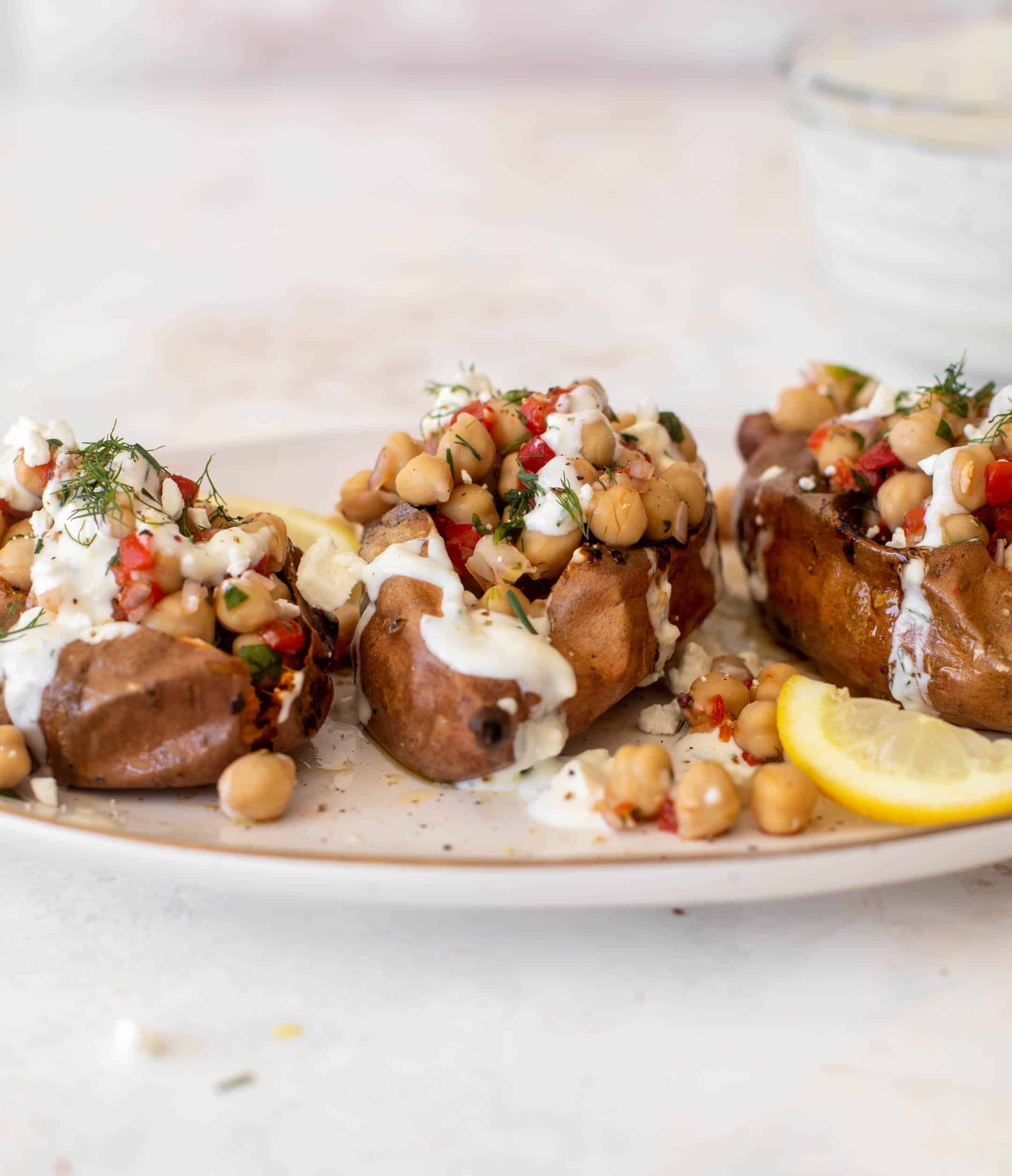 mediterranean stuffed sweet potatoes