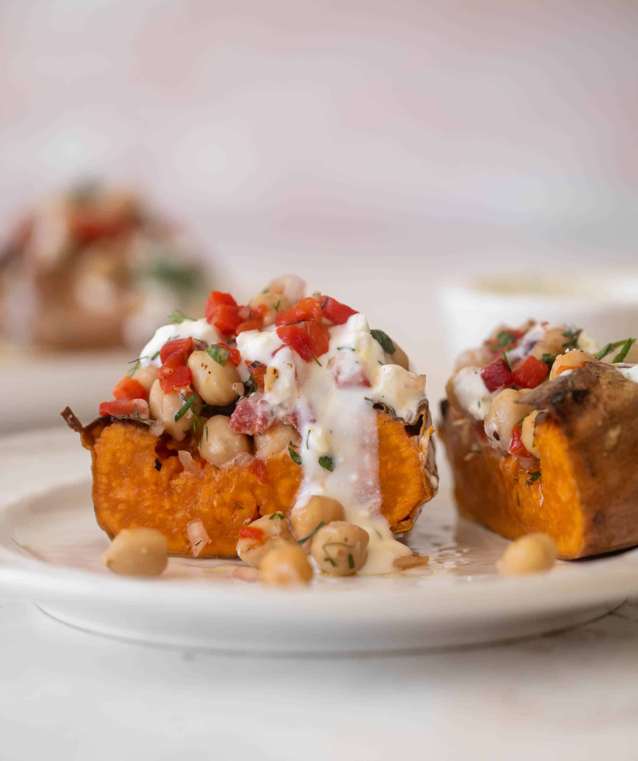 mediterranean stuffed sweet potatoes