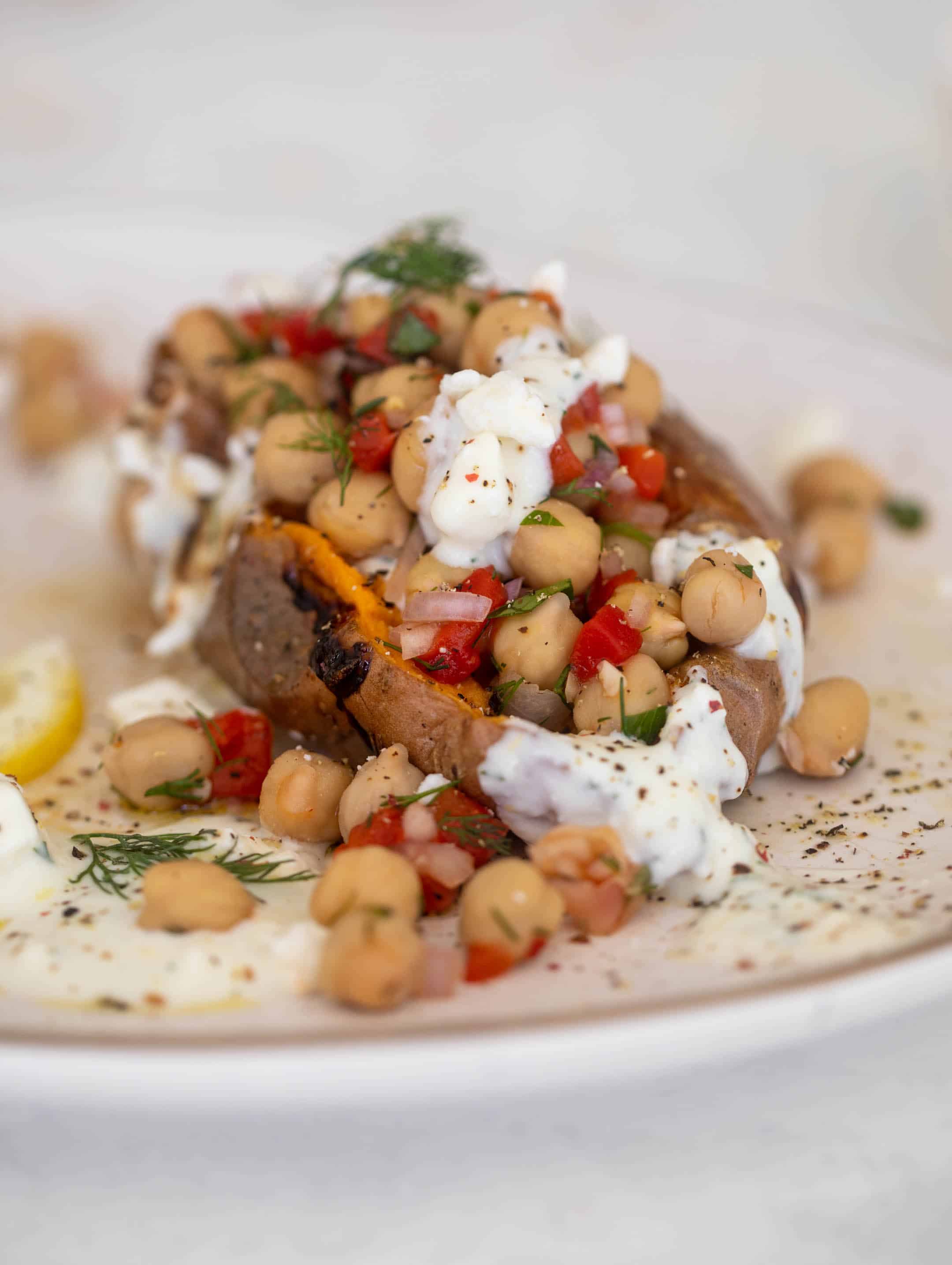 mediterranean stuffed sweet potatoes