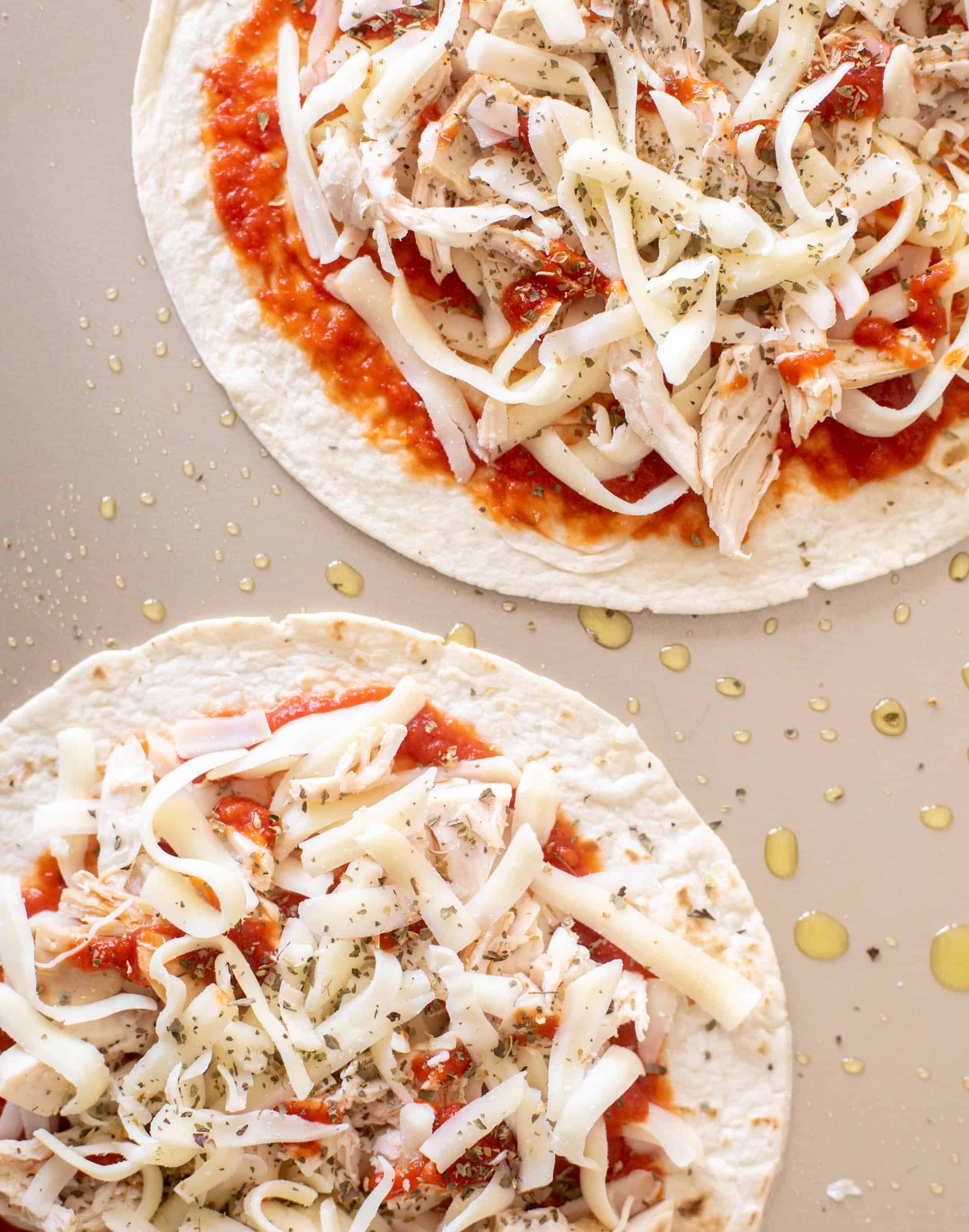 baked pizza chicken quesadillas