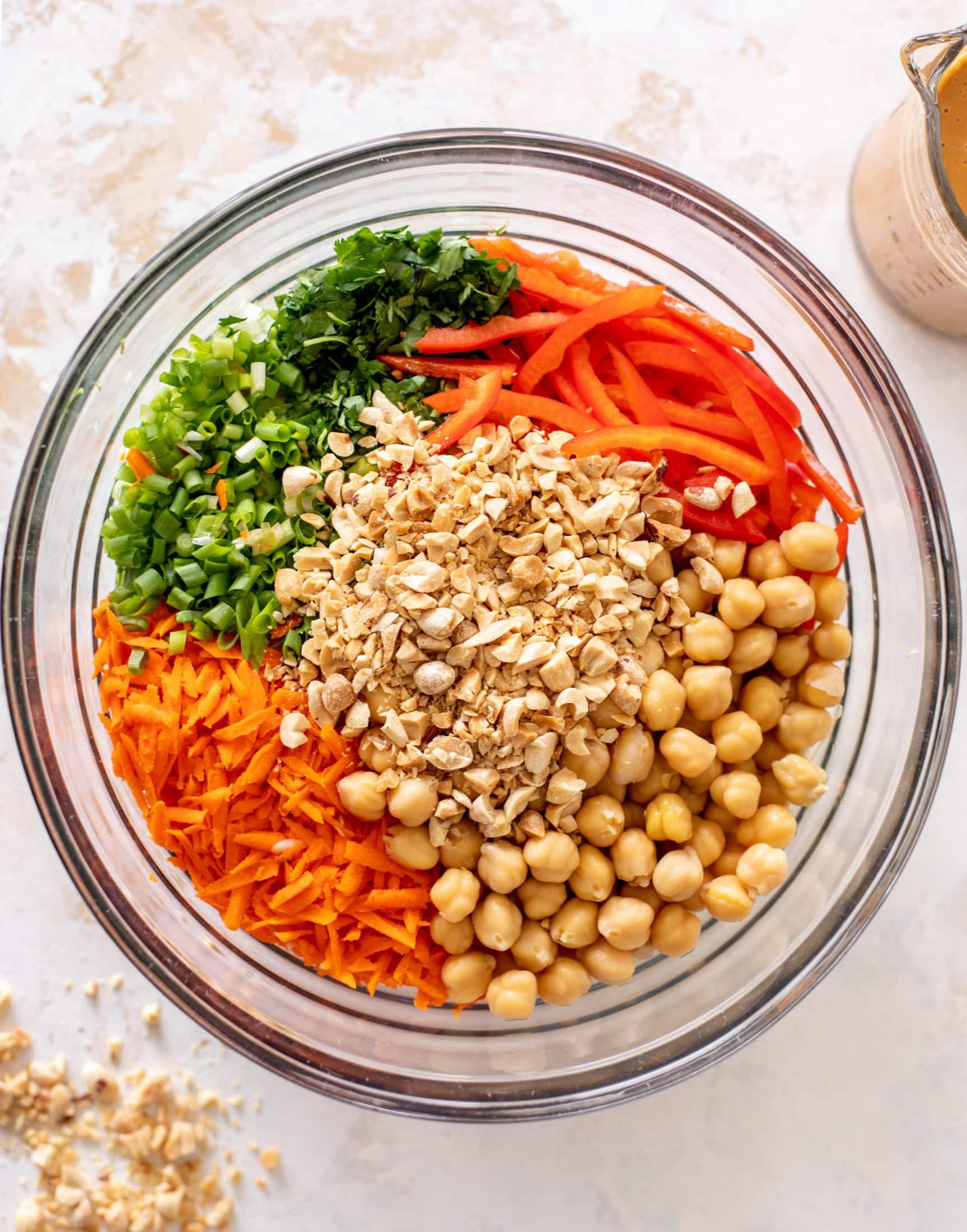chickpea crunch salad with peanut dressing
