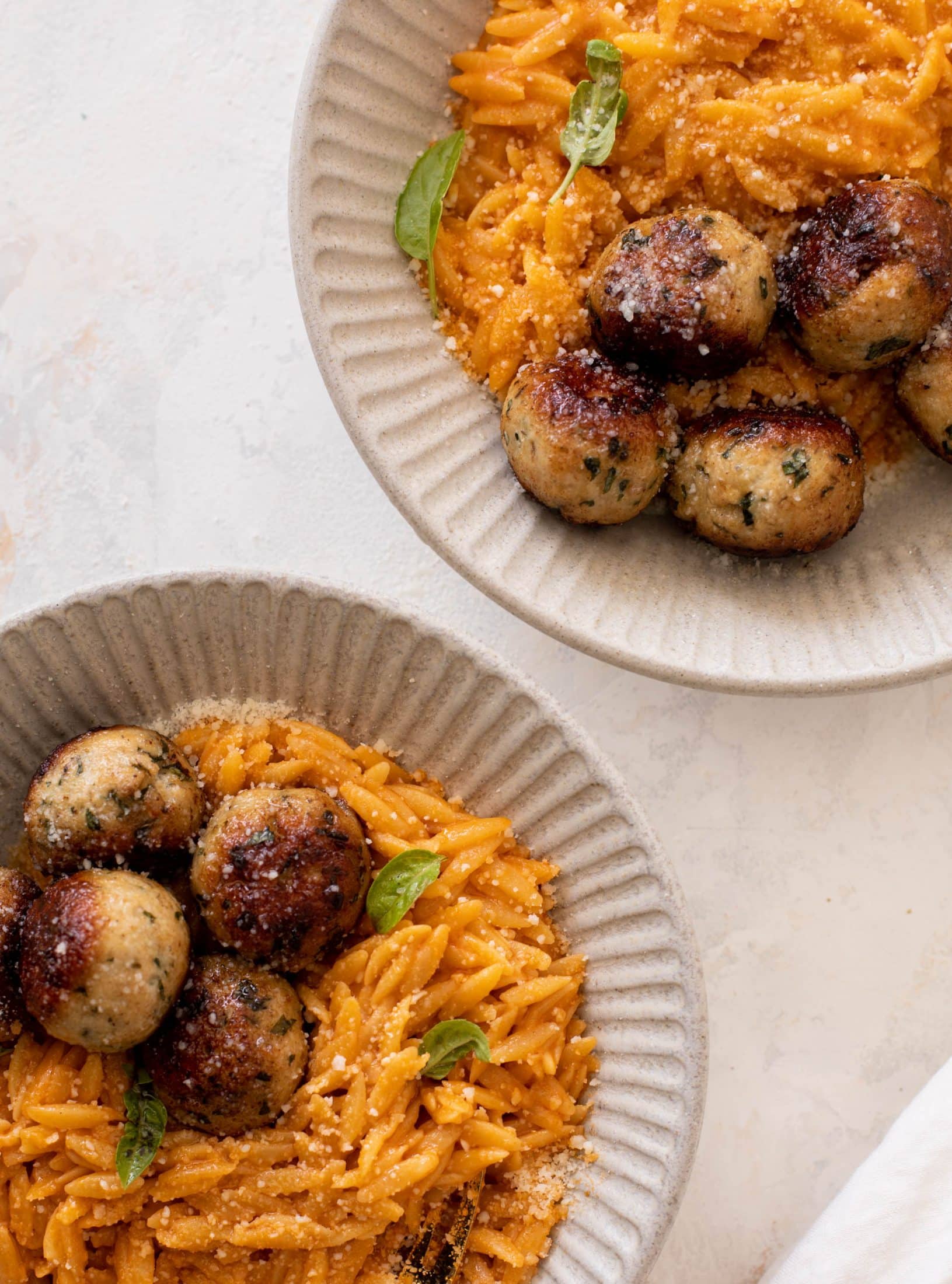 parmesan chicken meatballs with tomato orzo