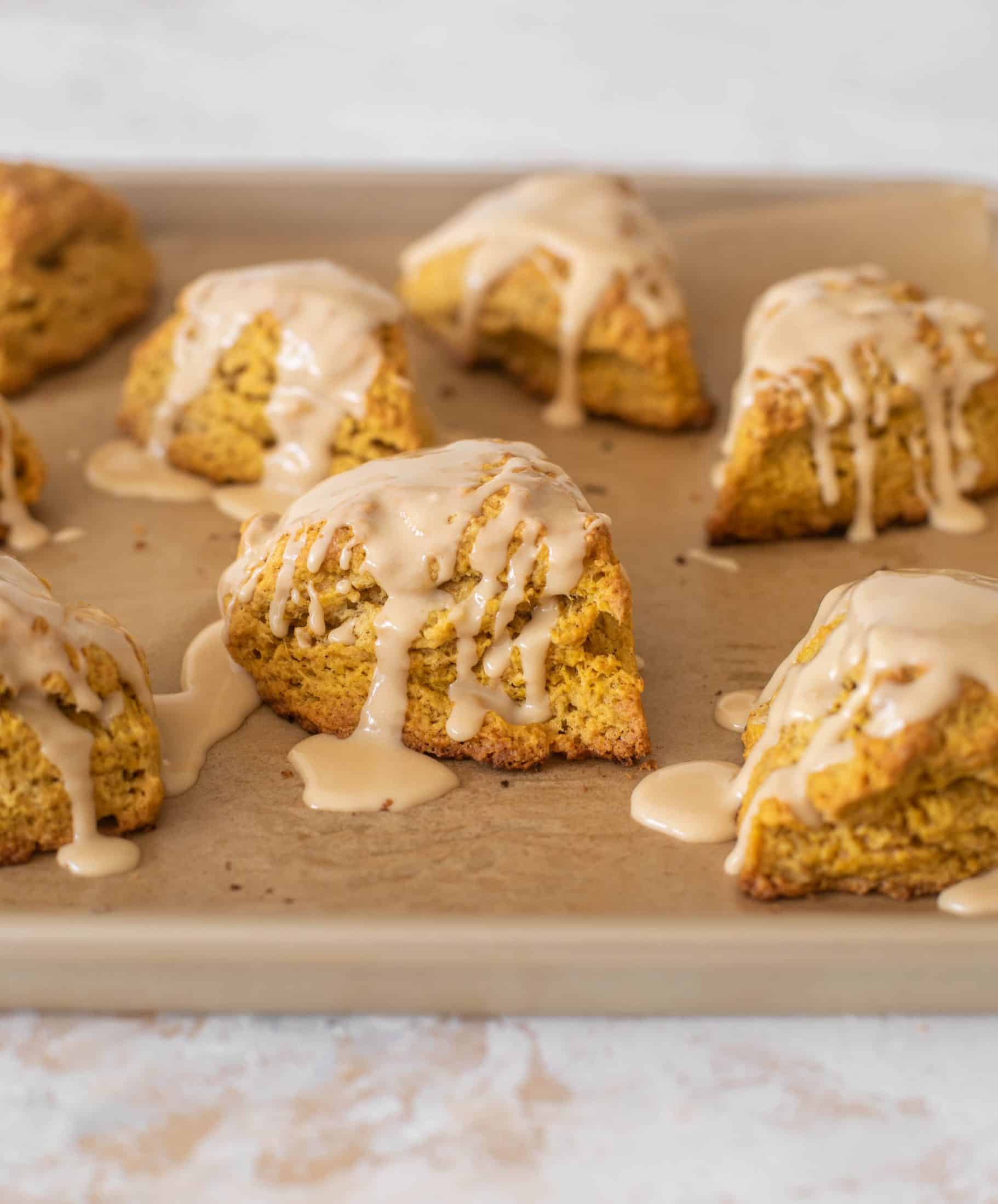 pumpkin scones with espresso glaze