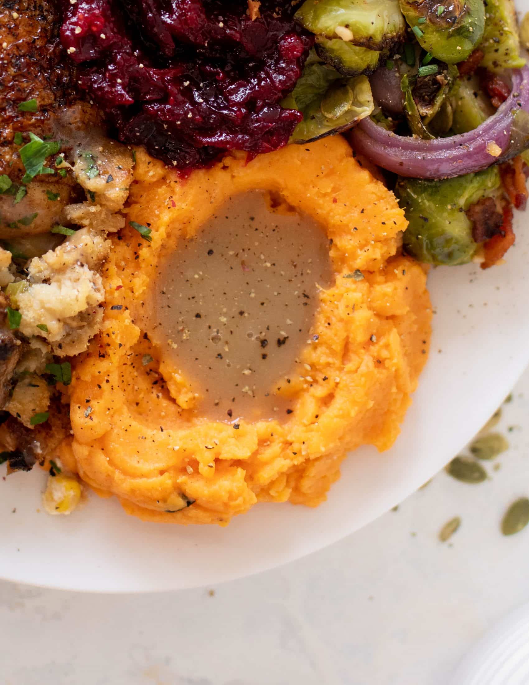 brown butter herb mashed sweet potatoes