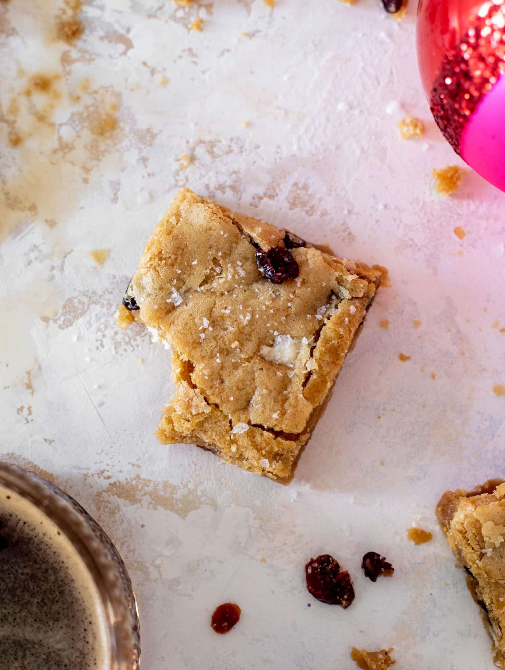 salted cranberry white chocolate cookie bars